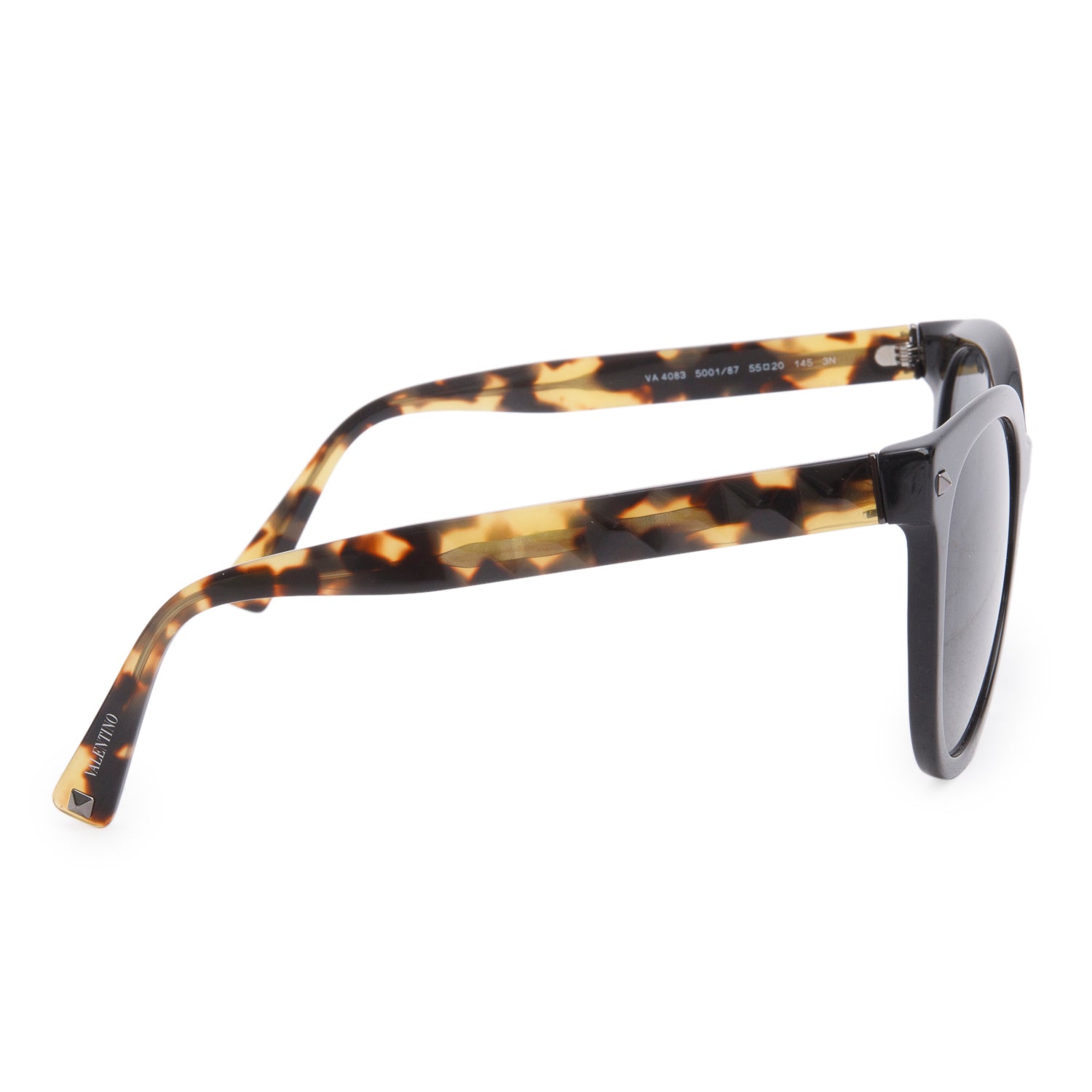 Valentino VA 4083 Black/Tortoise Acetate Stud Square Sunglasses w/ Case