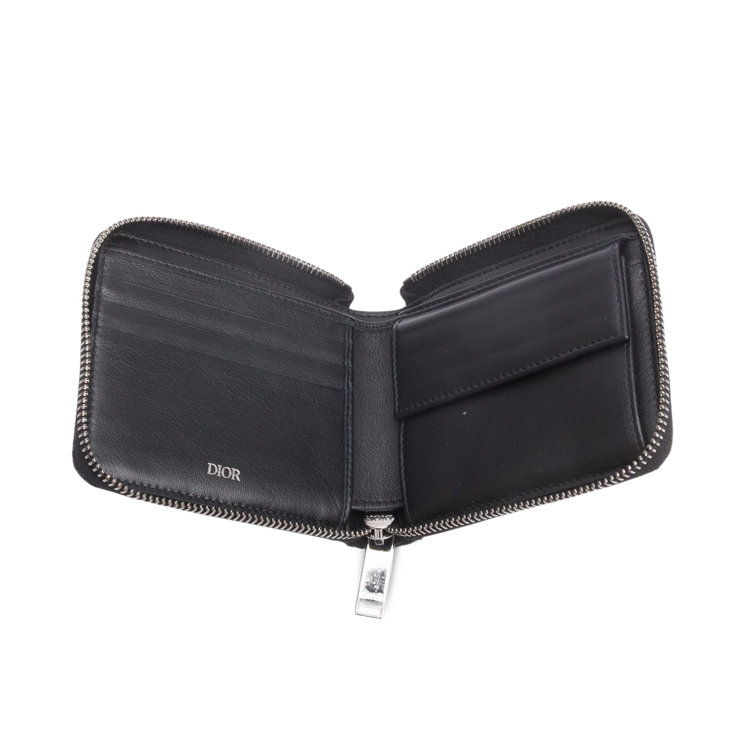 Christian Dior 2022 Black Oblique Zipped Coin Purse Wallet w/ Box