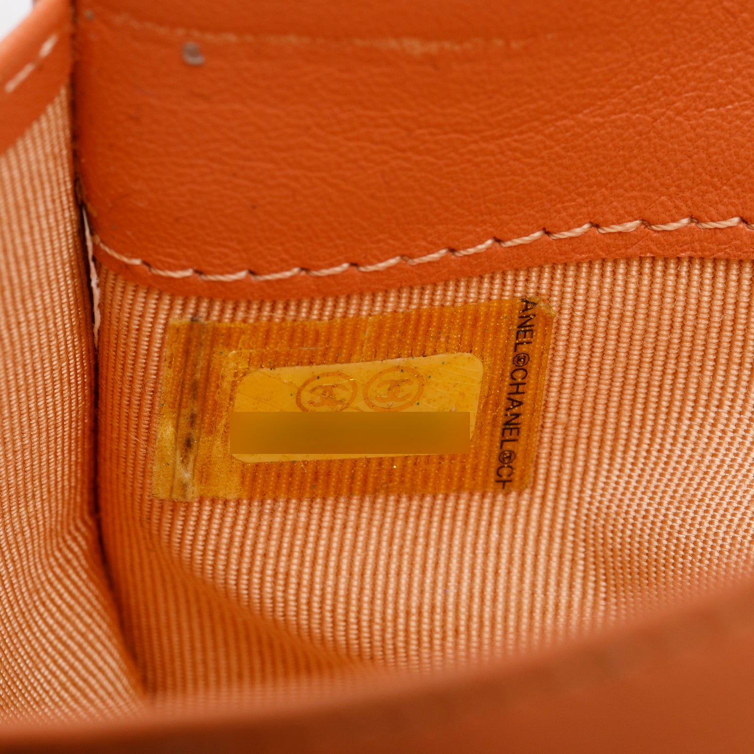 Chanel Orange Caviar Quilted Yen Wallet