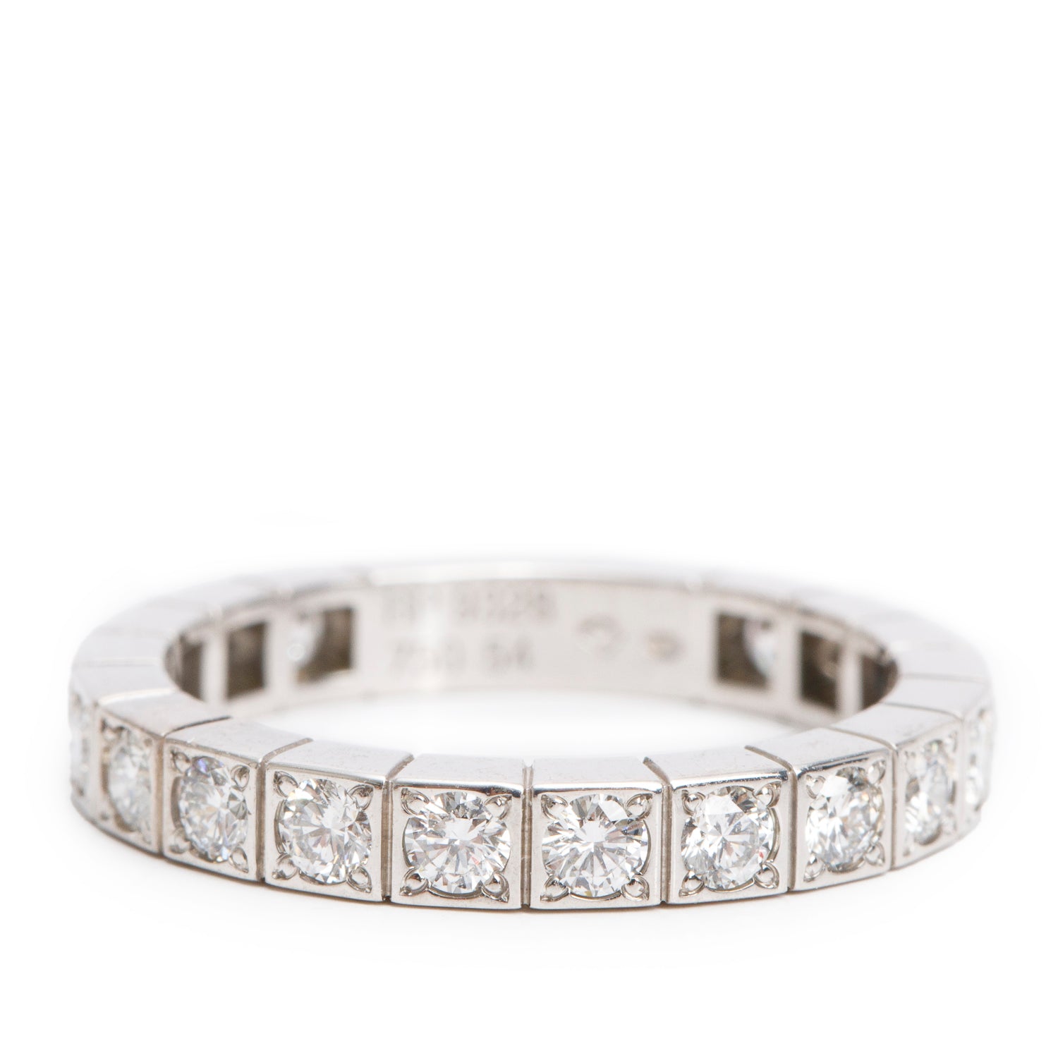 Cartier 18k White Gold Lanieres Diamond Band Ring, Size 54 6.75 w/ Box & Certificate