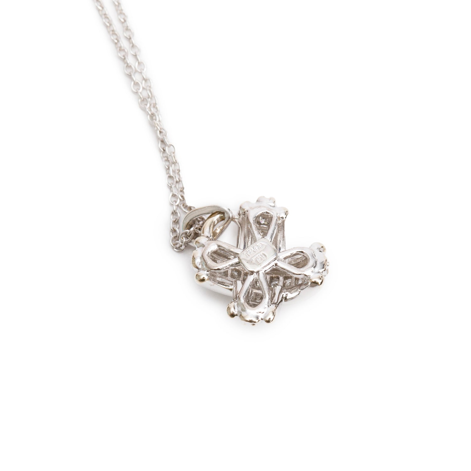 Tiffany & Co. 18k White Gold Diamond Signature X Pendant Necklace w/ Box