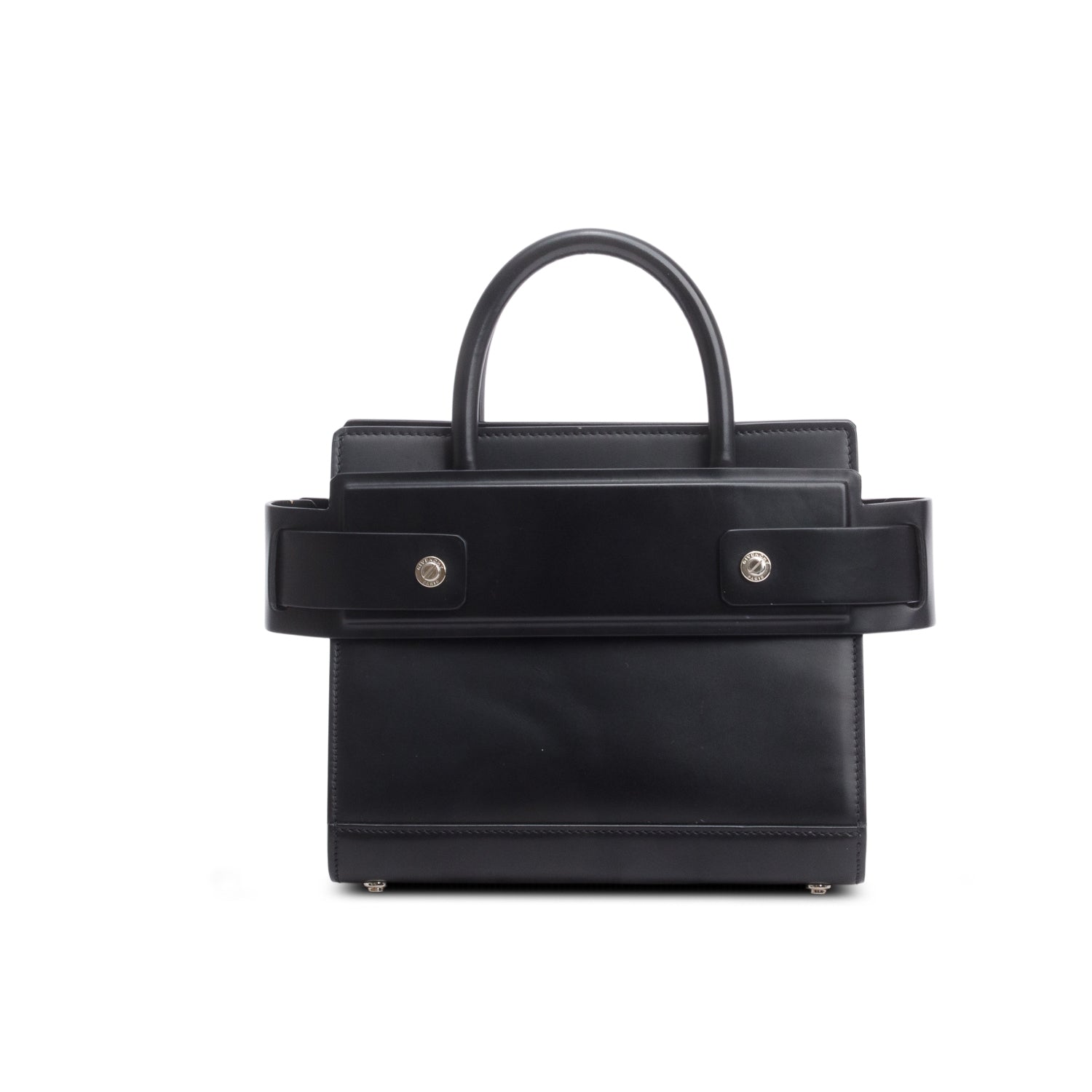 Givenchy Black Smooth Leather Small Horizon Satchel w/ Strap
