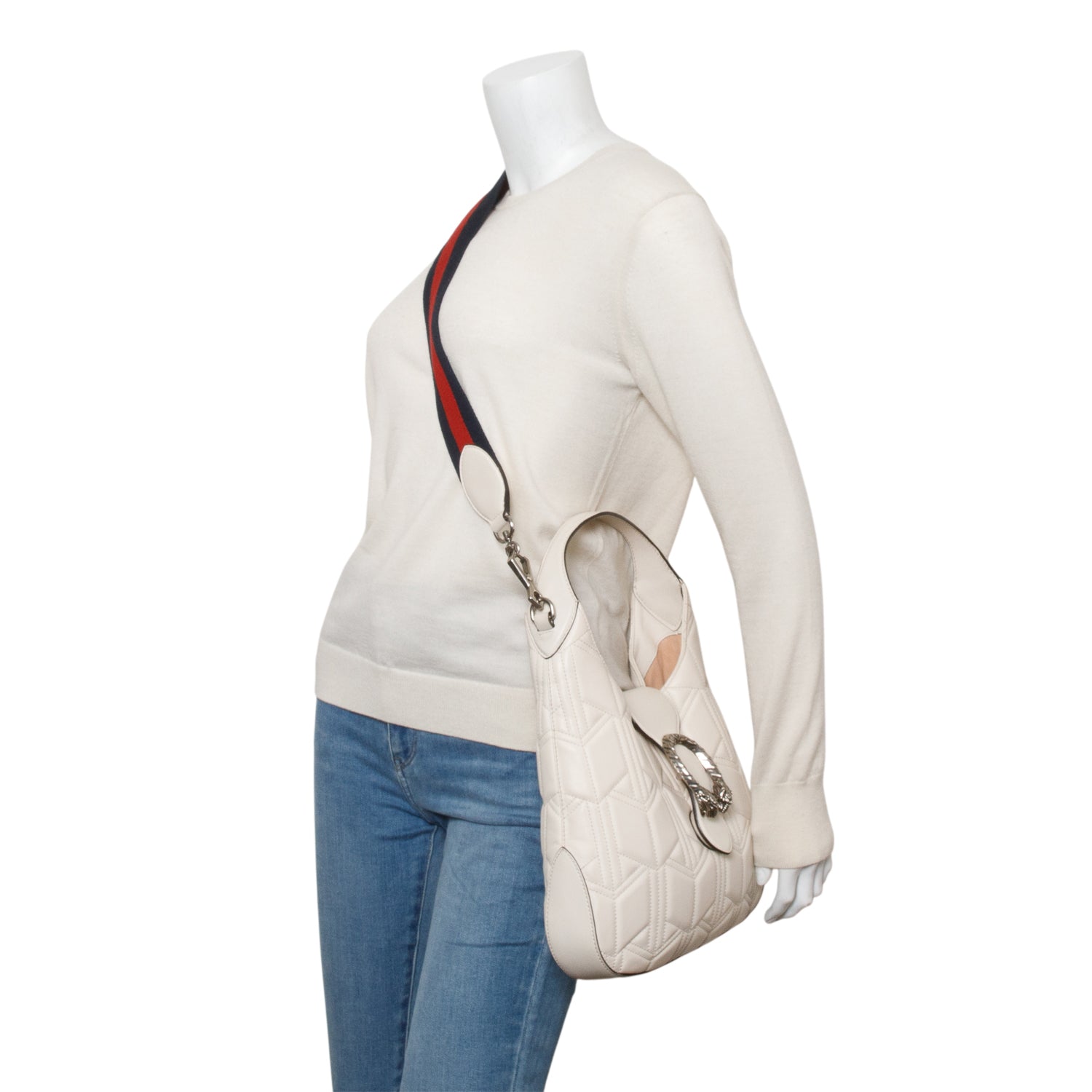 Gucci White Leather Matelasse Dionysus Hobo w/ Strap