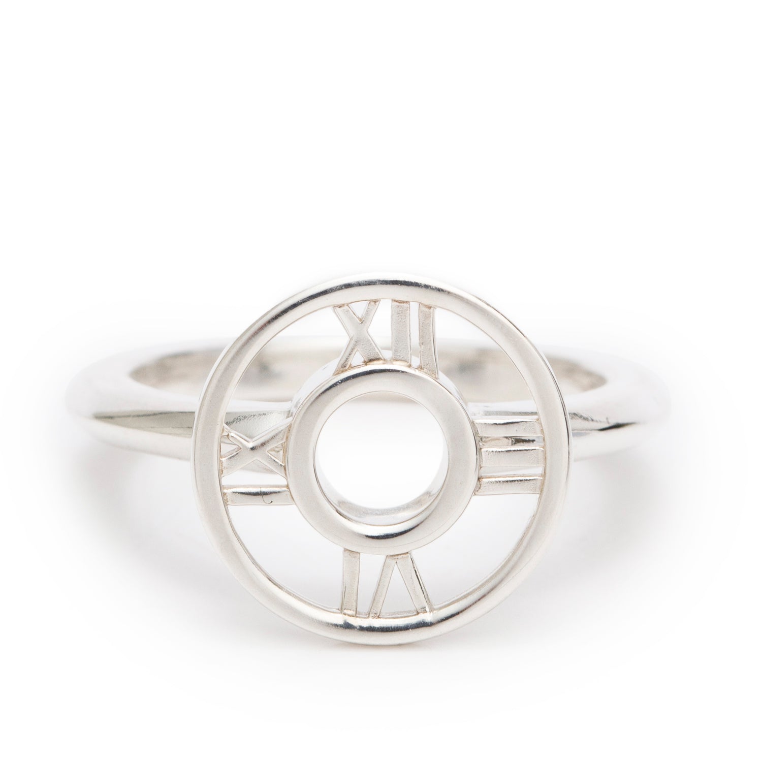 Tiffany & Co. Sterling Silver Atlas Round Medallion Ring, Size 6.5