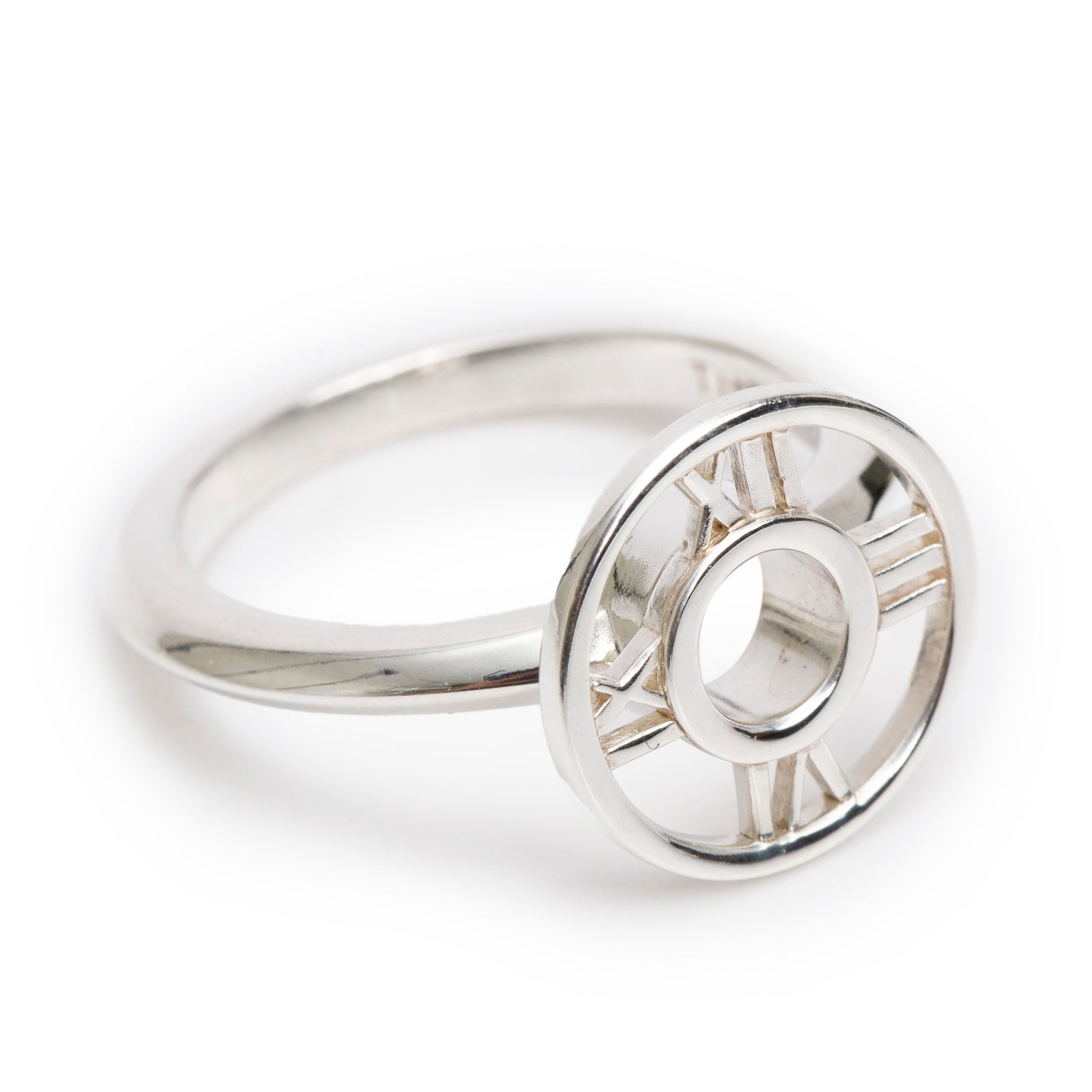 Tiffany & Co. Sterling Silver Atlas Round Medallion Ring, Size 6.5