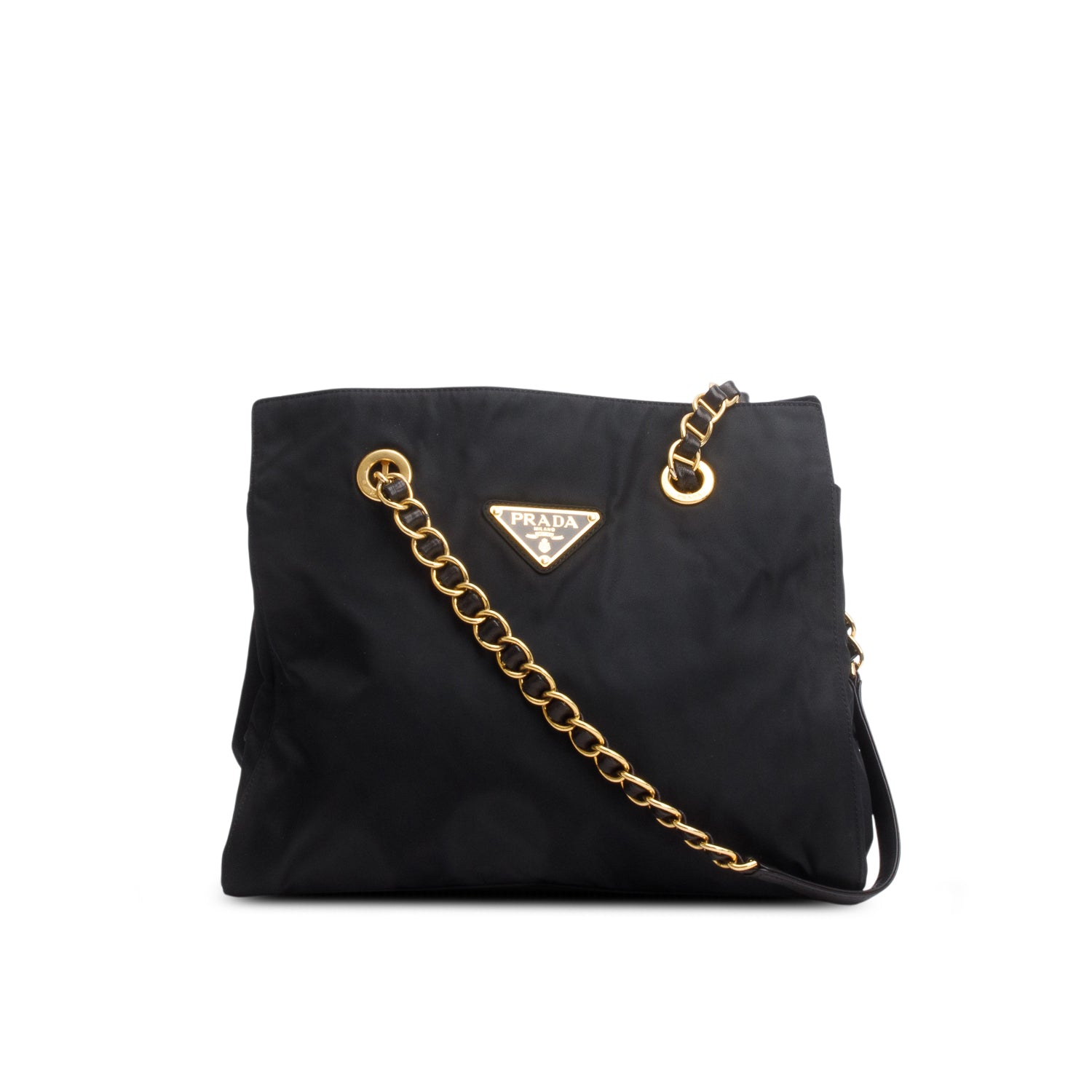 Prada Black Tessuto Nylon Chain Shoulder Bag w/ Authenticity Card