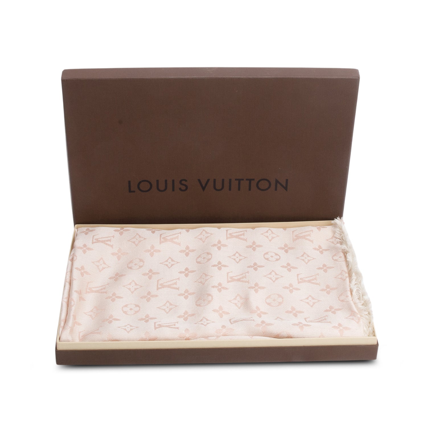 Louis Vuitton Pink Silk/Wool Monogram Shawl w/ Box