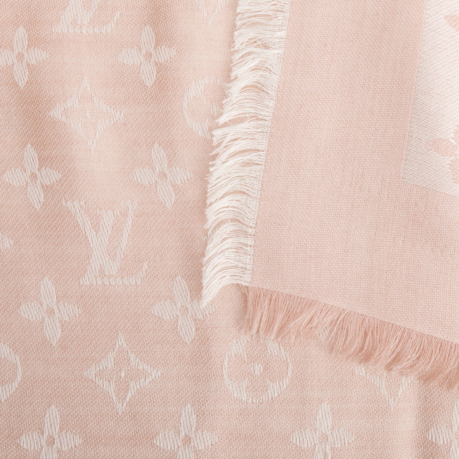 Louis Vuitton Pink Silk/Wool Monogram Shawl w/ Box