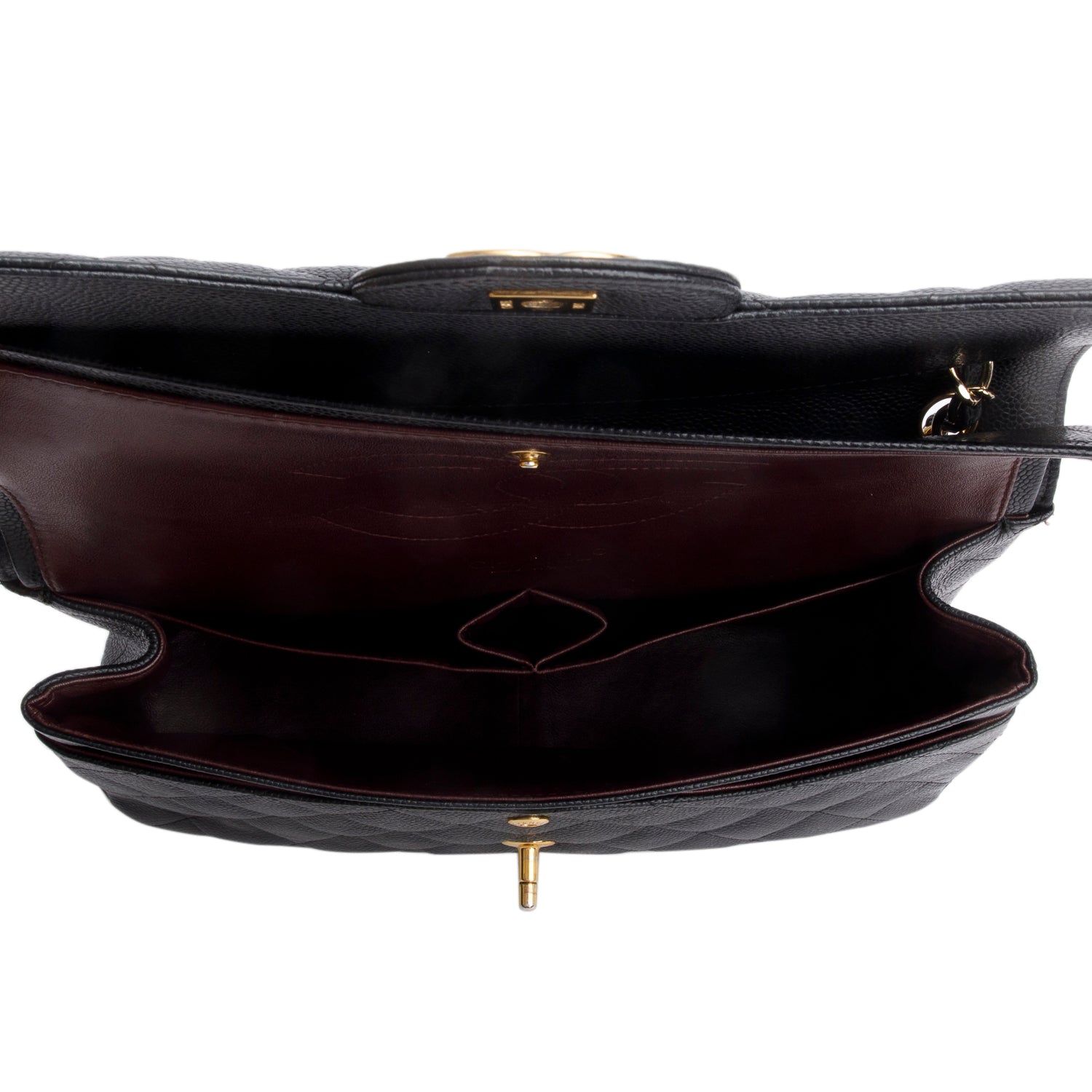 Chanel Black Caviar Jumbo Classic Double Flap Bag w/ Authenticity Card