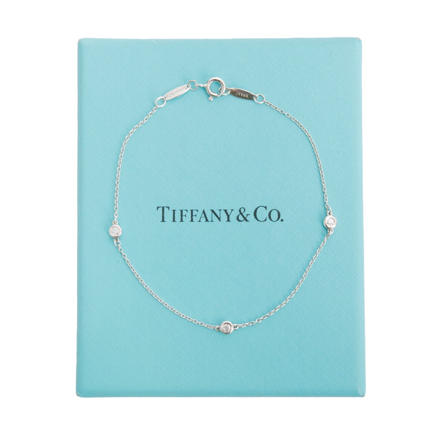 Tiffany & Co. Elsa Peretti Sterling Silver Diamonds by the Yard Bracelet w/ Box