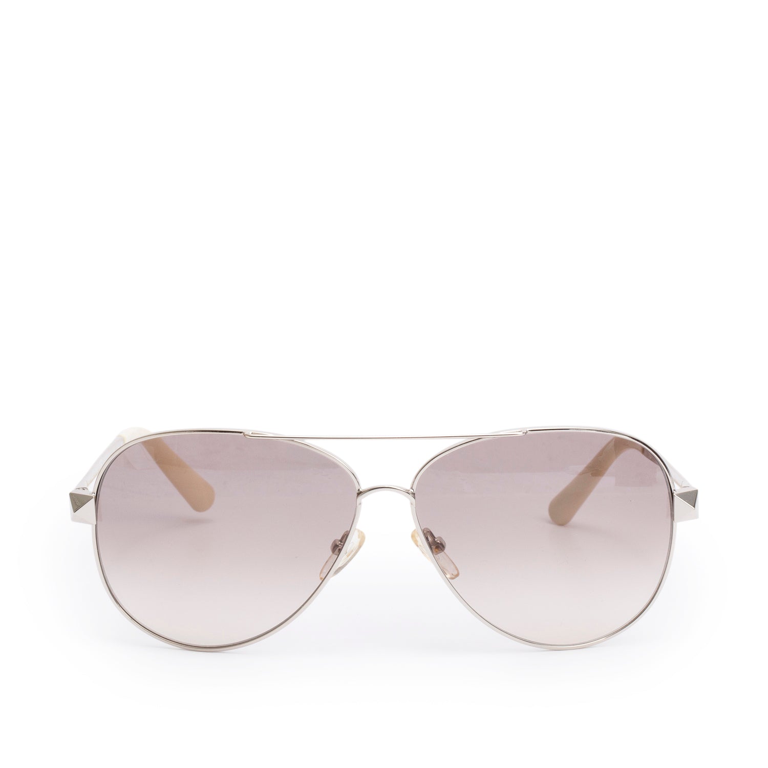 Valentino V117S Cream Rockstud Accent Aviator Sunglasses w/ Box & Case