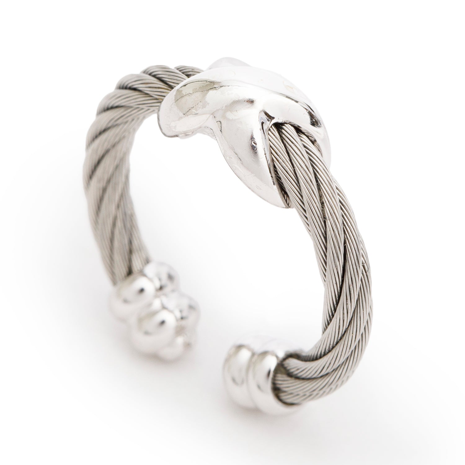 Charriol Stainless Steel Twist Cable Open Ring, Size 7