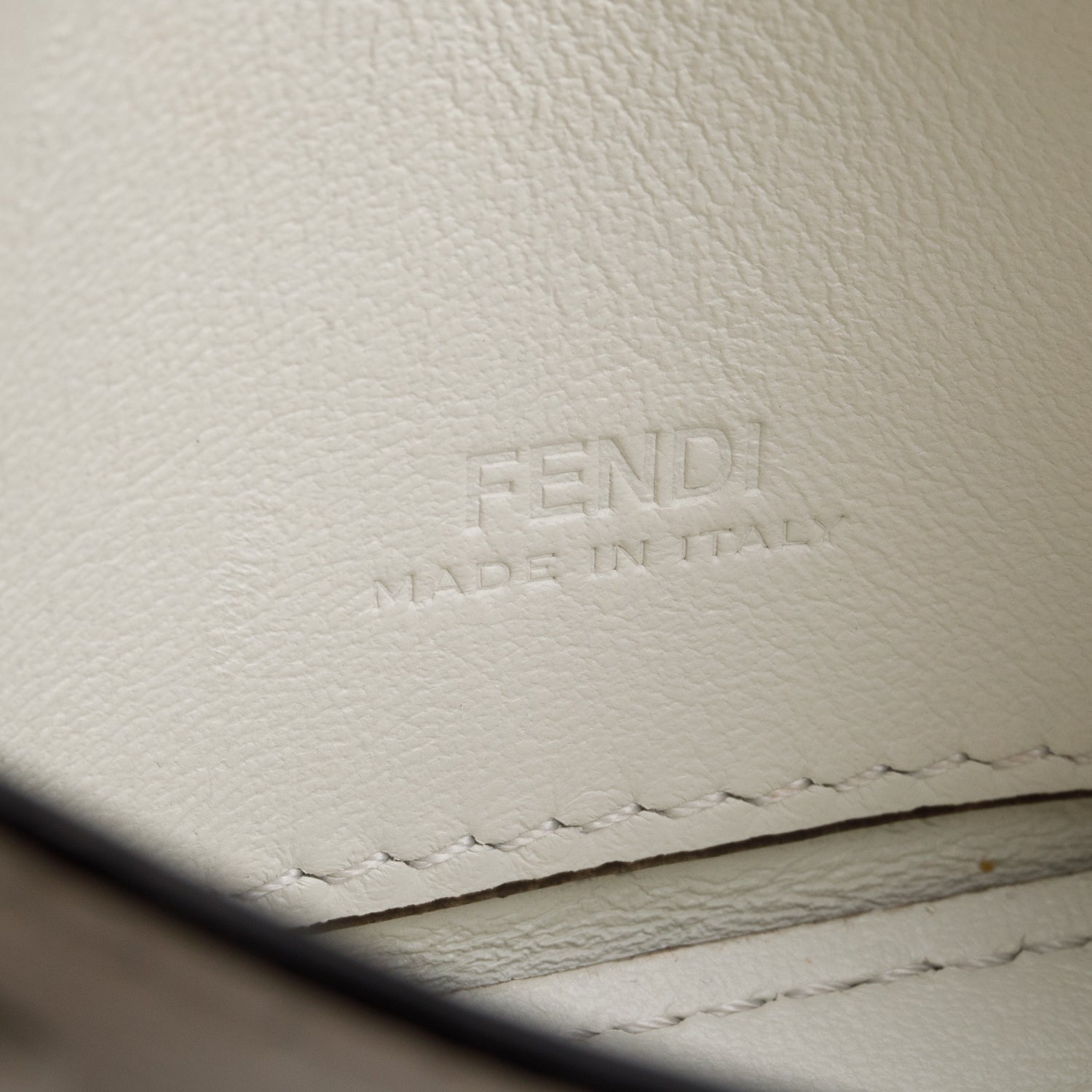 Fendi White Nappa Matisse FF Embossed Nano Baguette Charm w/ Box & Chain