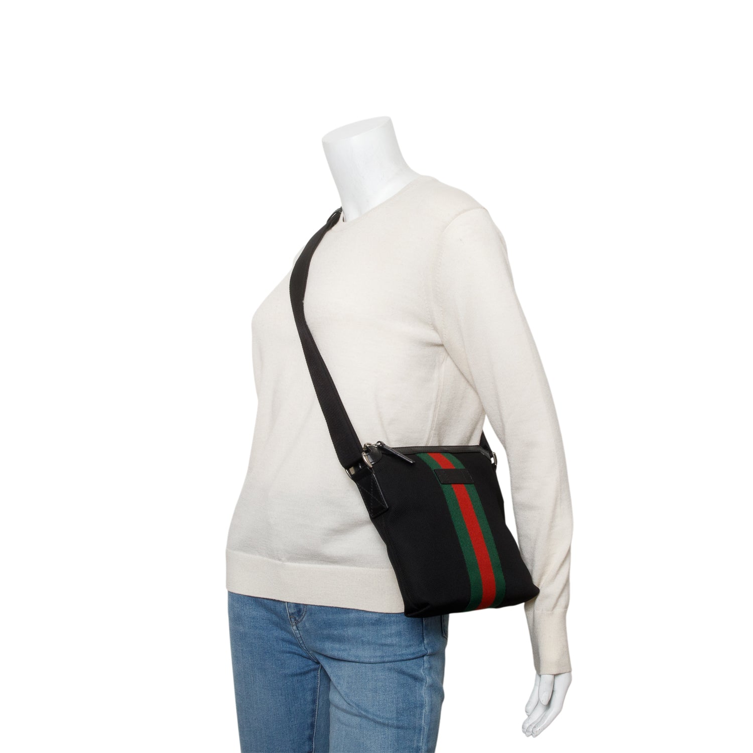 Gucci Black Techno Canvas Web Messenger Bag