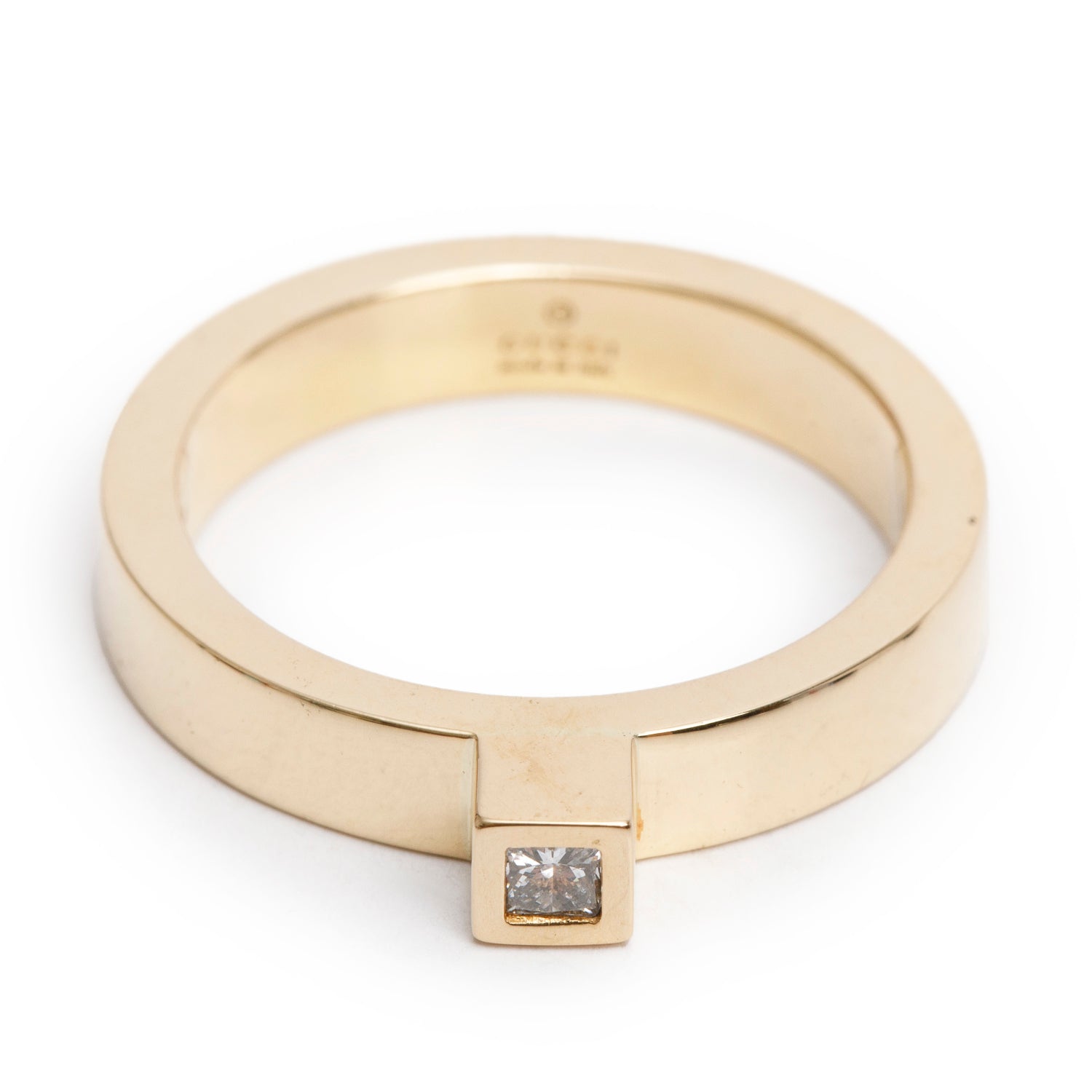 Gucci 18k Yellow Gold Princess Cut Diamond Ring, Size 7.5
