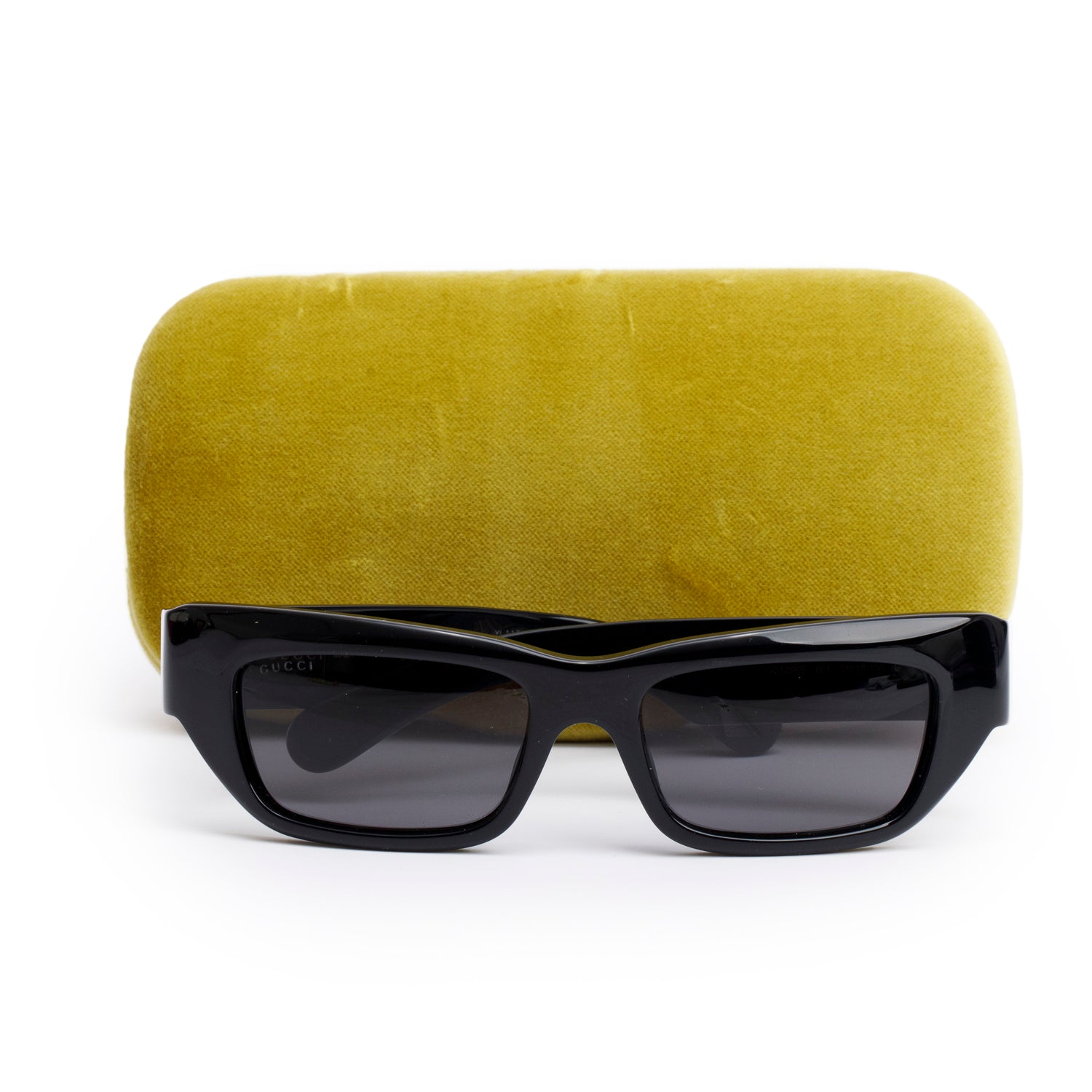 Gucci GG1296S Black Acetate Rectangle Sunglasses w/ Case