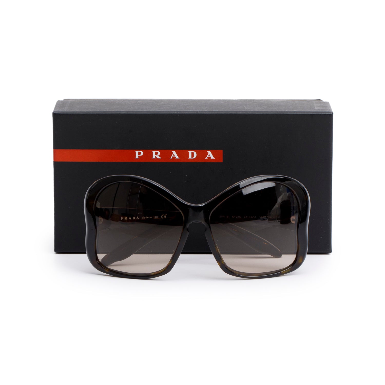 Prada SPR18I Tortoise Acetate Butterfly Frame Sunglasses w/ Box