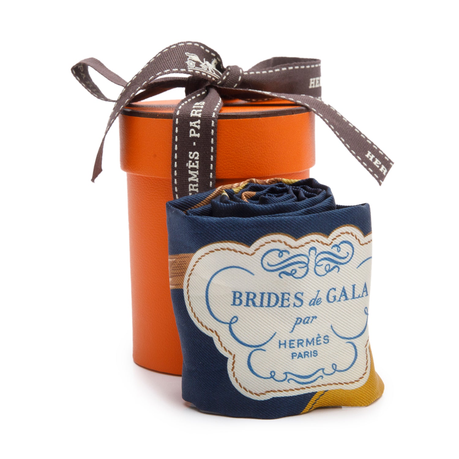 Hermes Navy Multicolor 'Brides de Gala' Silk Twilly w/ Box