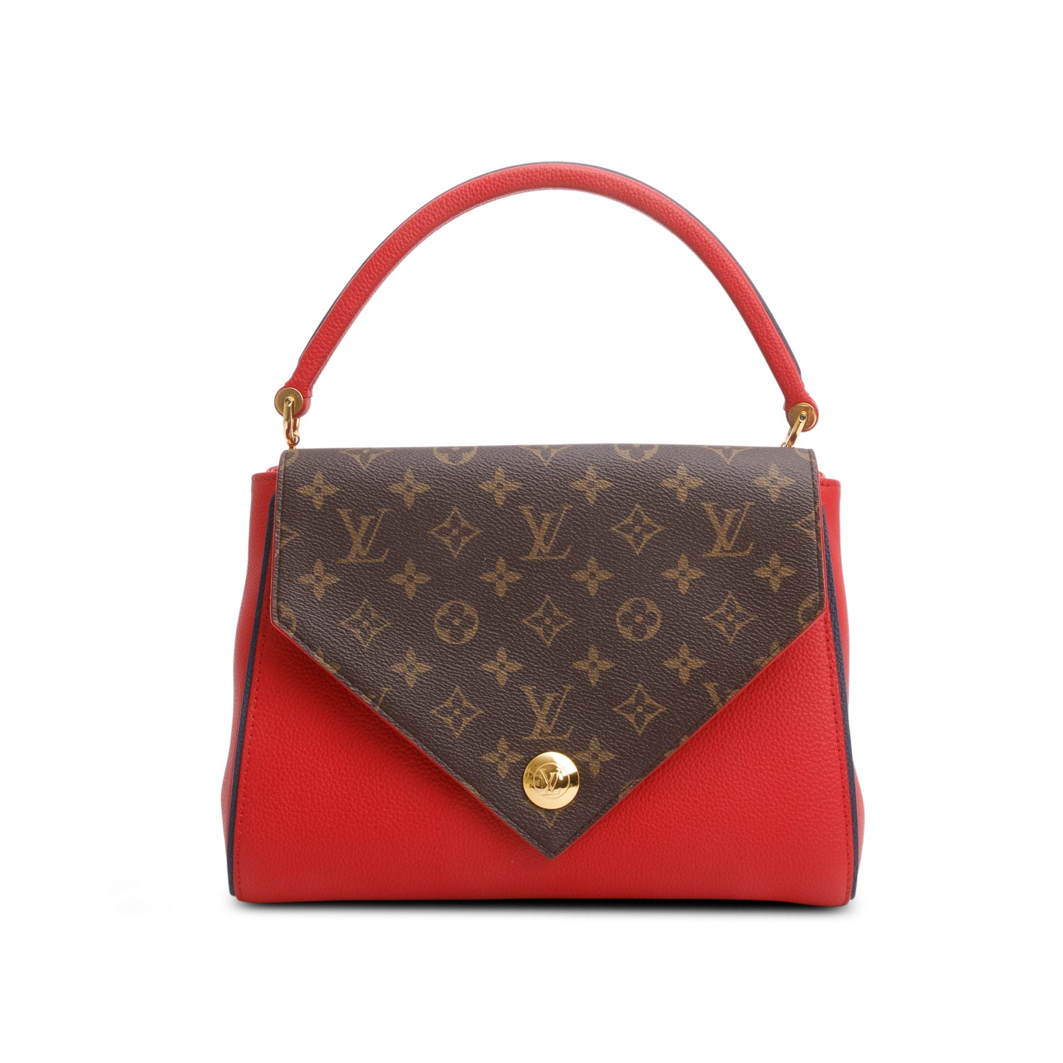 Louis Vuitton Monogram Red Leather Double V Bag w/ Strap