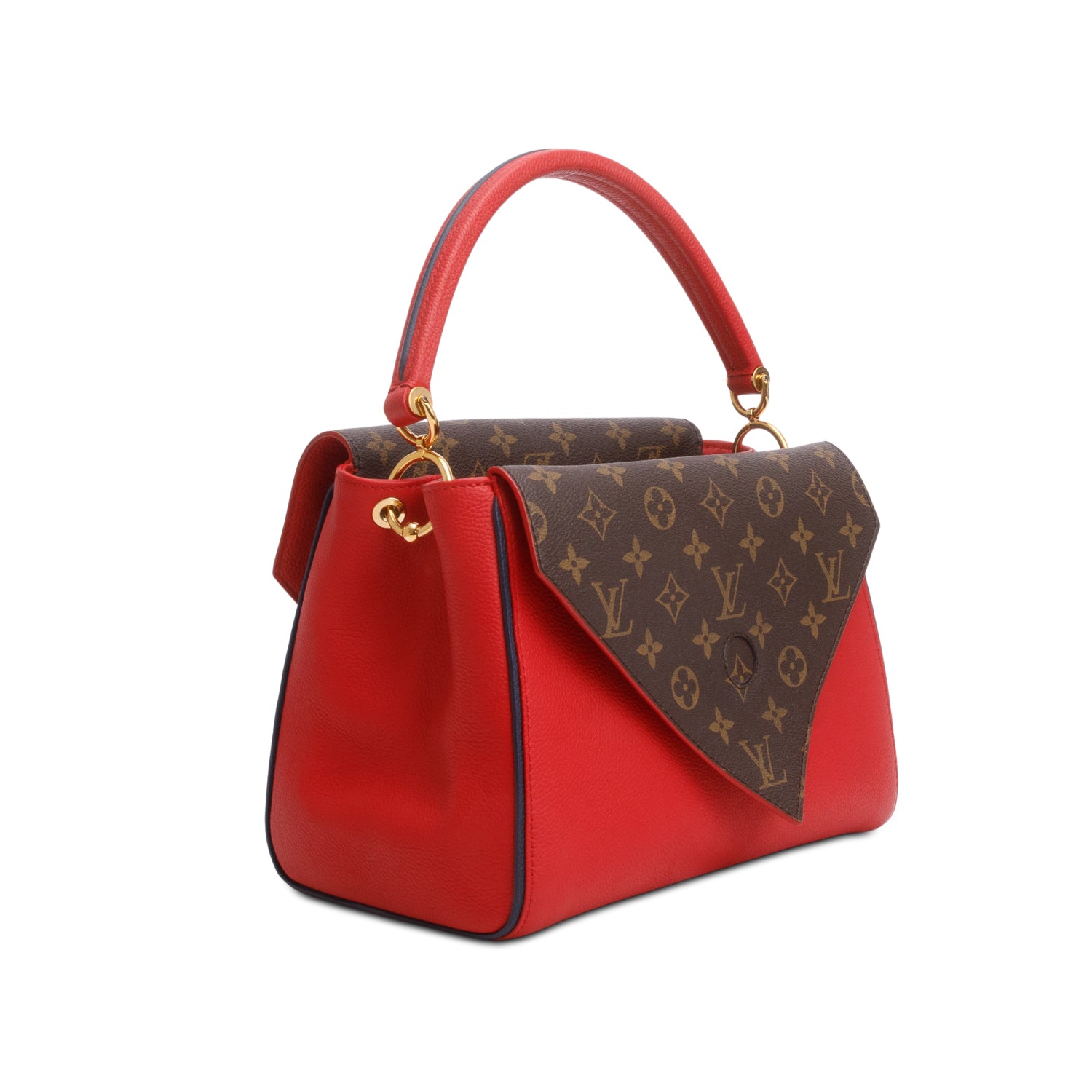 Louis Vuitton Monogram Red Leather Double V Bag w/ Strap