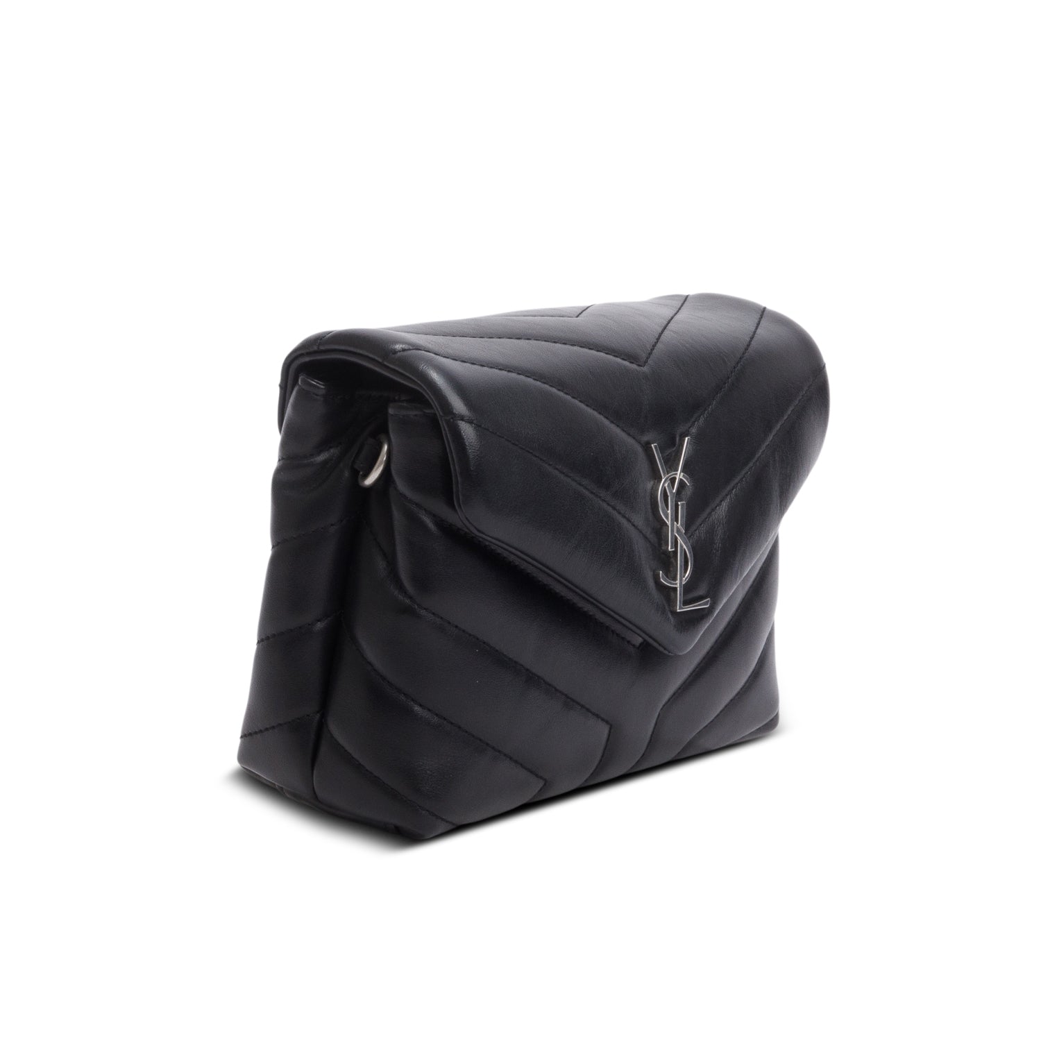 Saint Laurent Black Calfskin Y Quilted Monogram Toy Loulou Crossbody Bag w/ Box