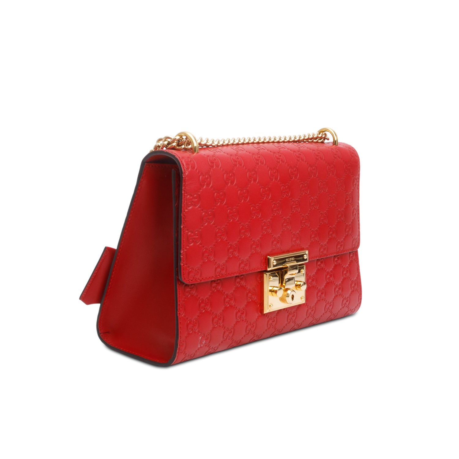 Gucci Red Guccissima Medium Padlock Shoulder Bag