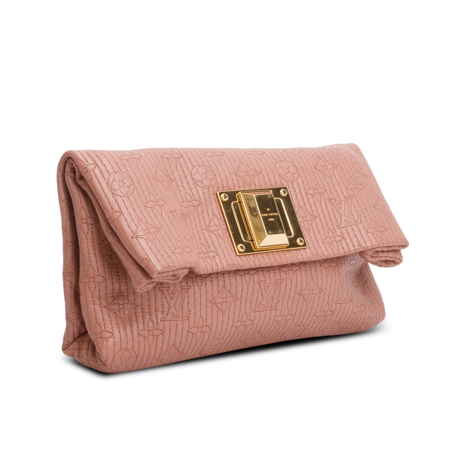 Louis Vuitton Pink Calfskin Quilted Monogram Altair Clutch