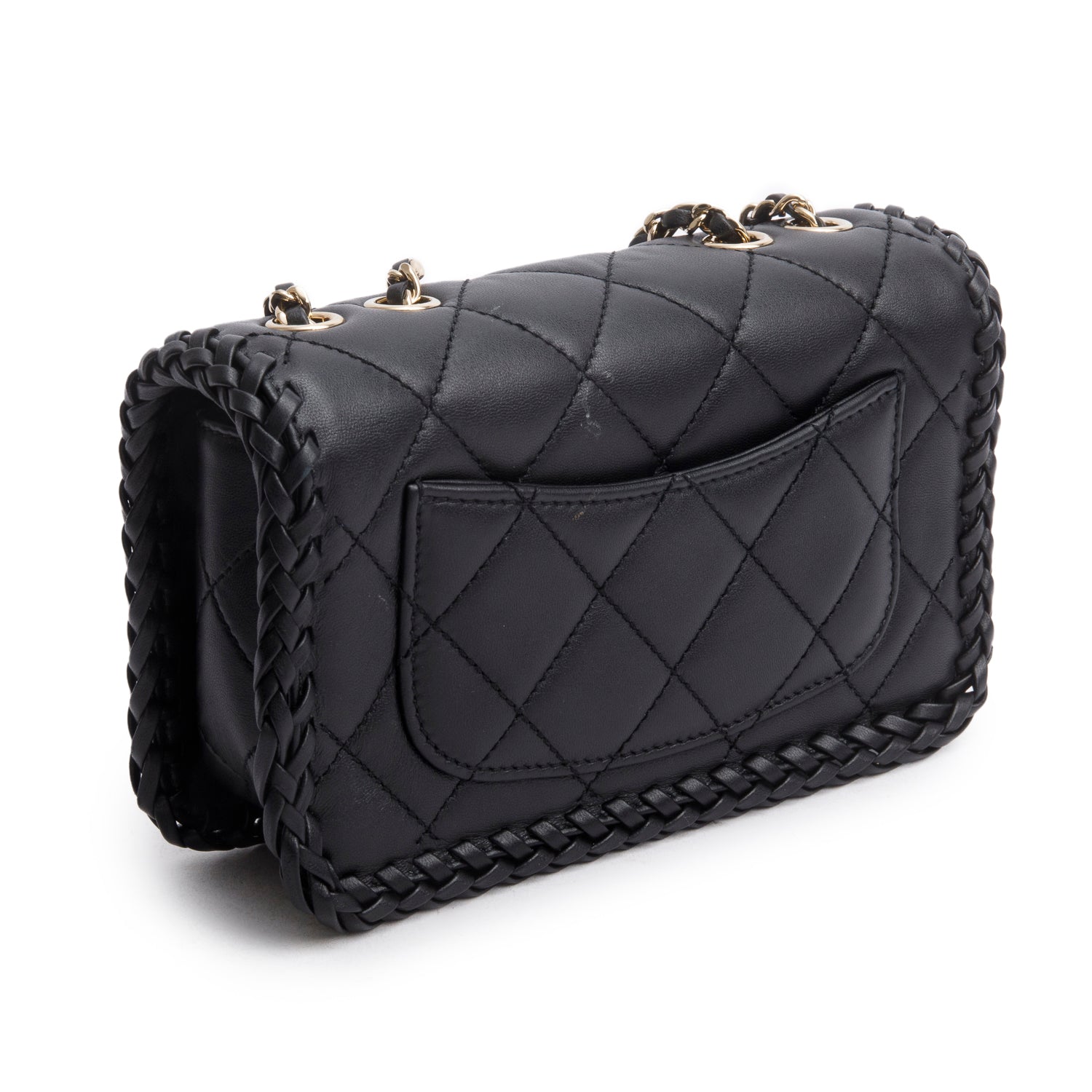 Chanel Black Lambskin Quilted Small Whipstitch Flap Bag