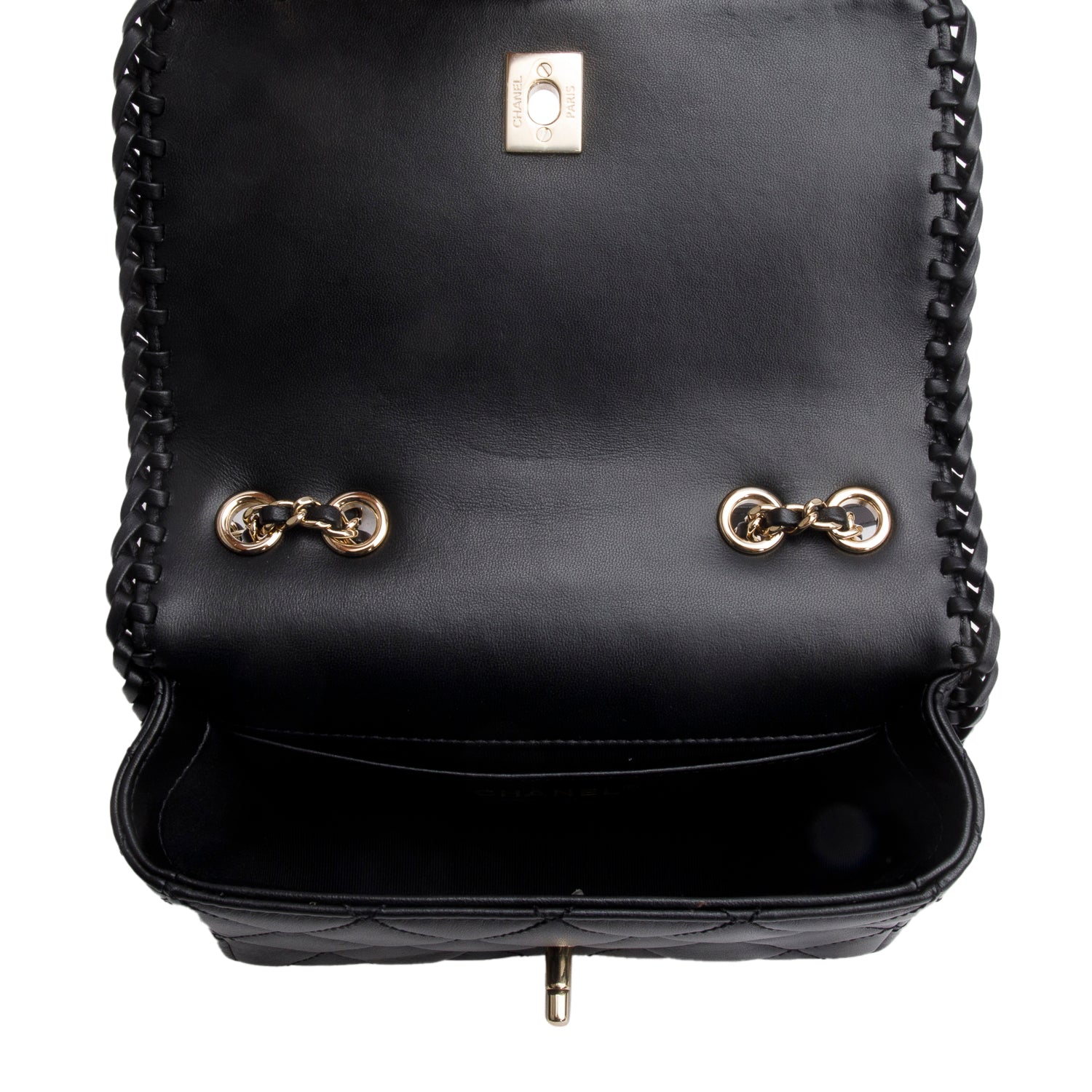 Chanel Black Lambskin Quilted Small Whipstitch Flap Bag