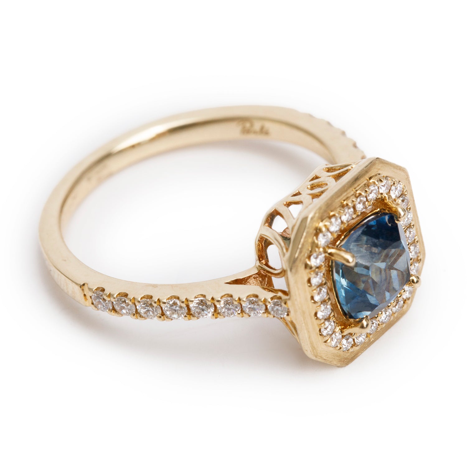 14k Yellow Gold Sapphire and Diamond Ring, Size 5