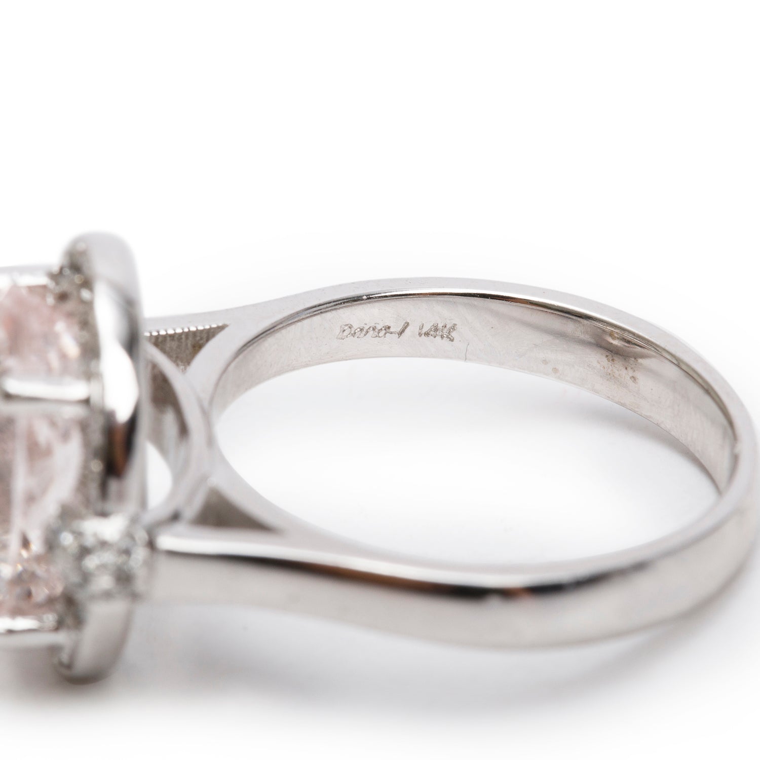 14k White Gold Morganite & Diamond Ring, Size 8