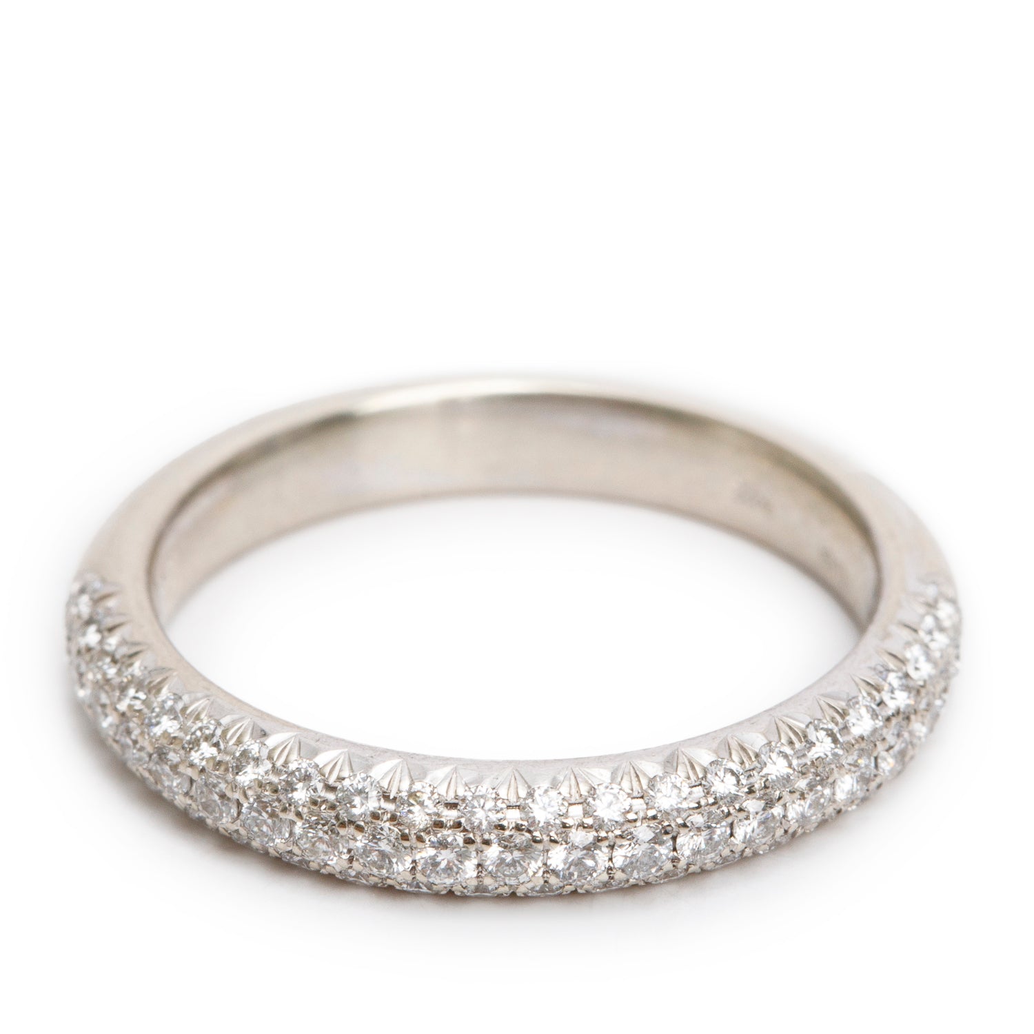 14k White Gold Pave Diamond Band Ring, Size 6