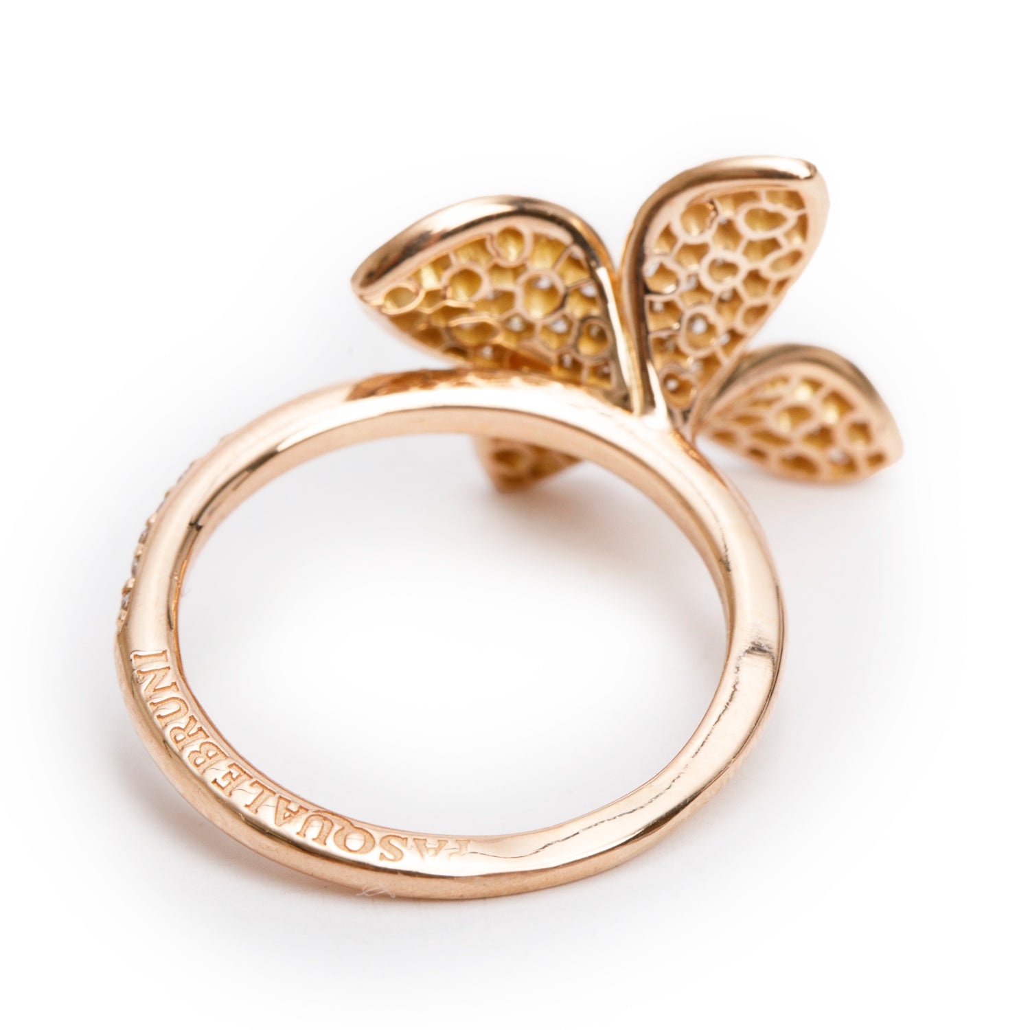 Pasquale Bruni 18k Rose Gold Pave Diamond Petit Garden Rose Ring, Size 7.5