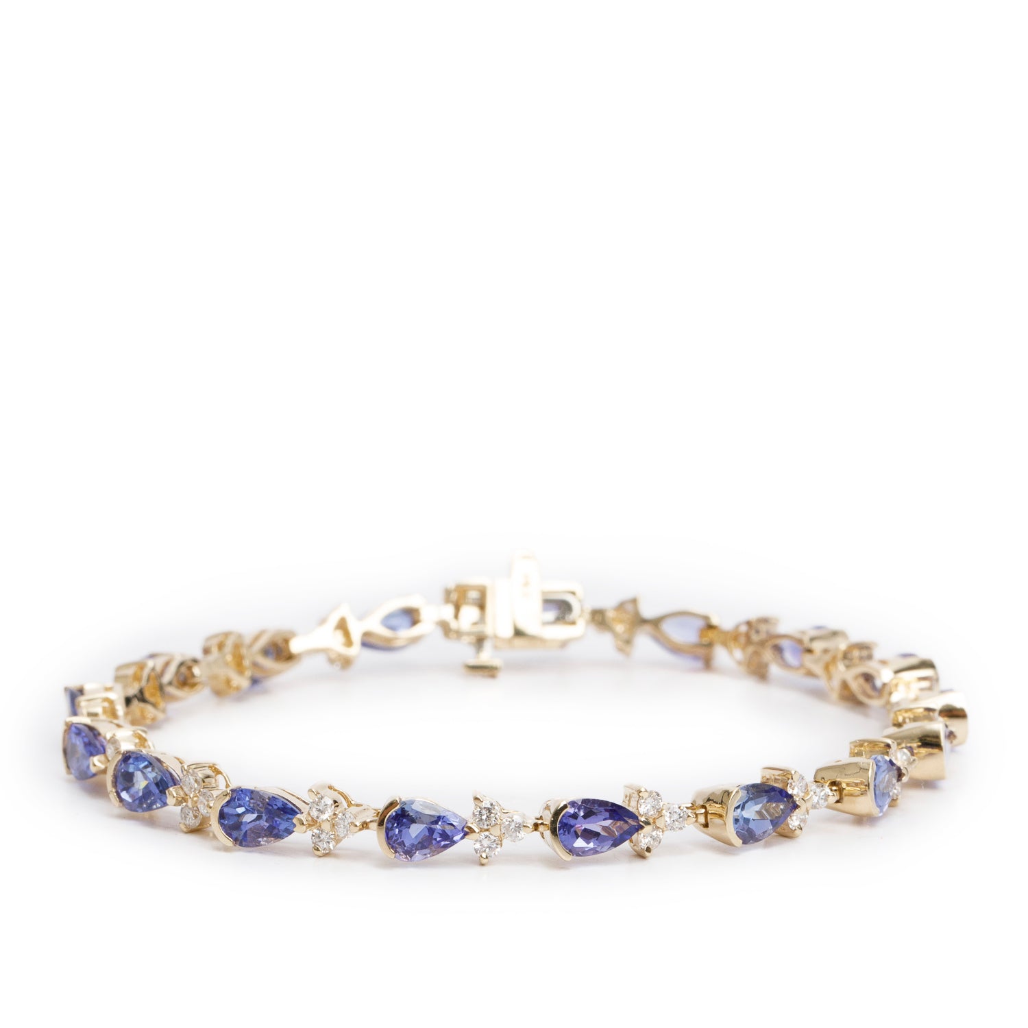 14k Yellow Gold Tanzanite & Diamond Link Bracelet