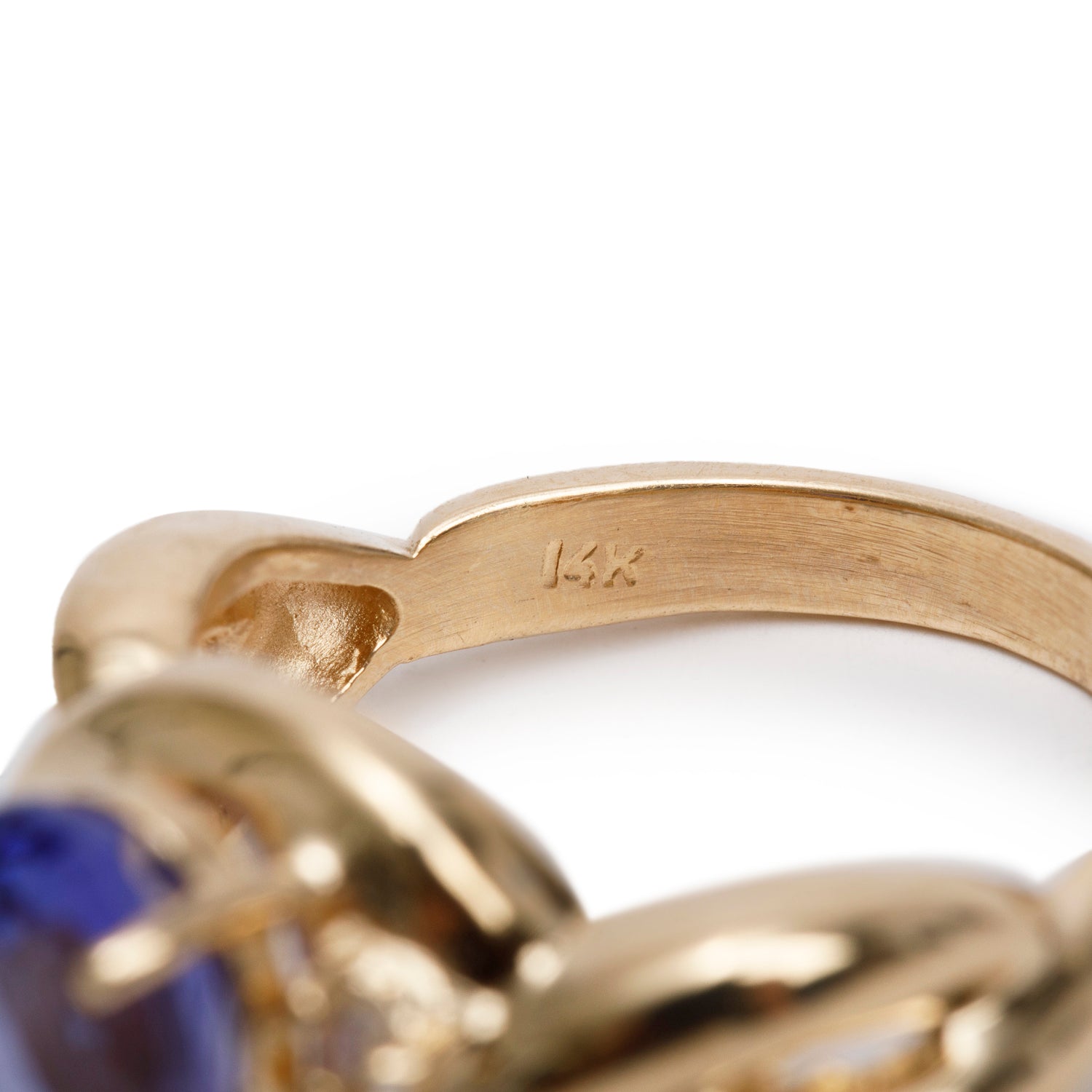 14k Yellow Gold Tanzanite & Diamond Ring, Size 6