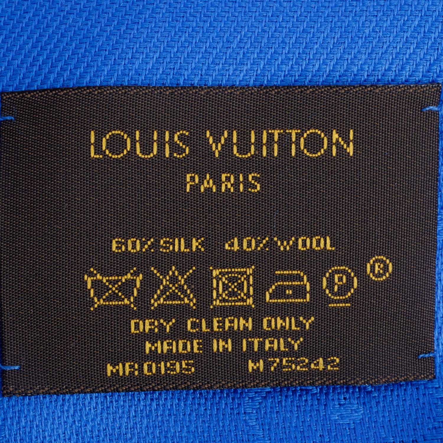 Louis Vuitton Blue Silk/Wool Monogram Shawl w/ Box