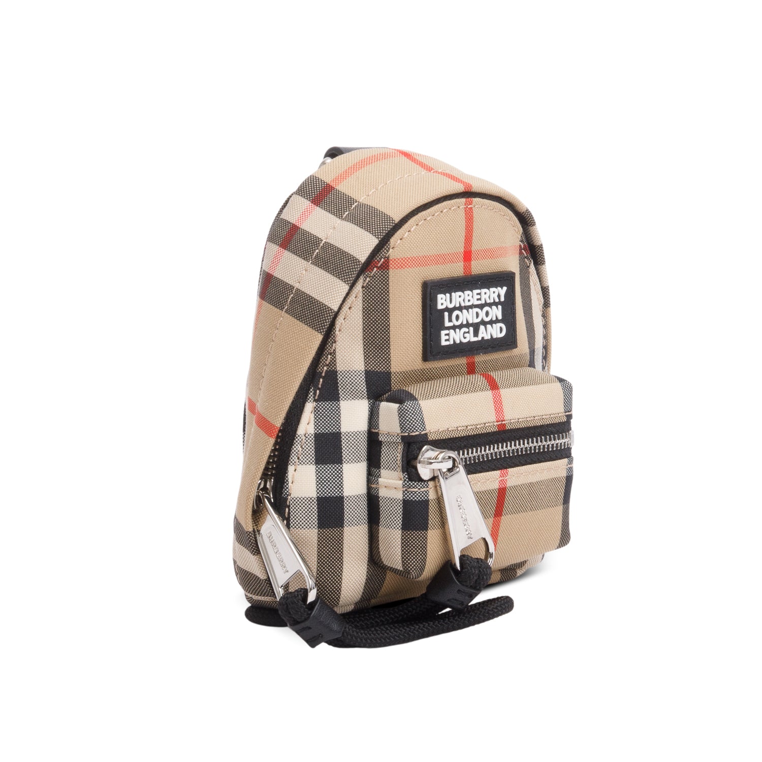 Burberry Brown Vintage Check Mini Jett Backpack Key Charm