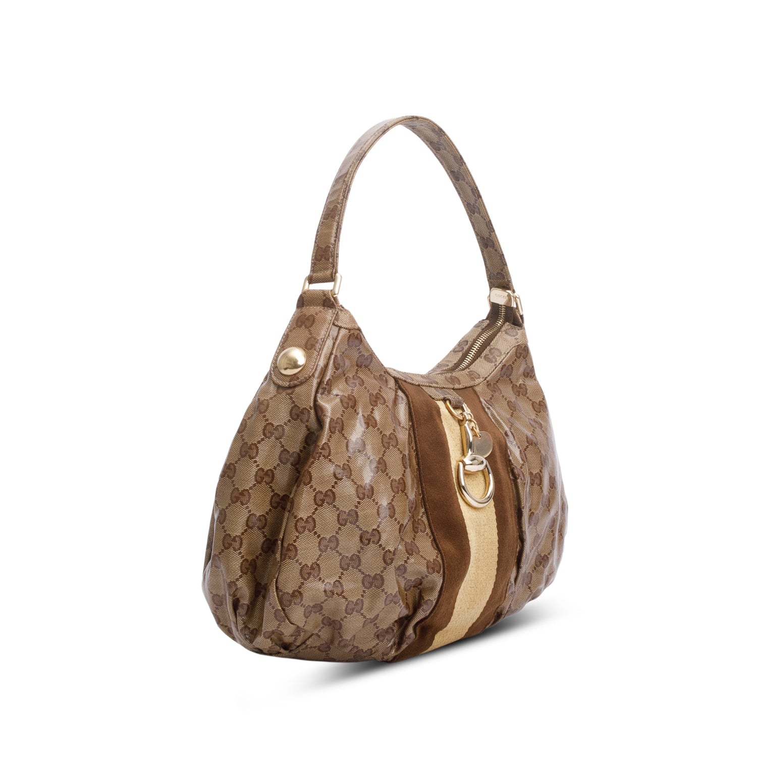 Gucci Crystal GG Coated Canvas Horsebit Hobo