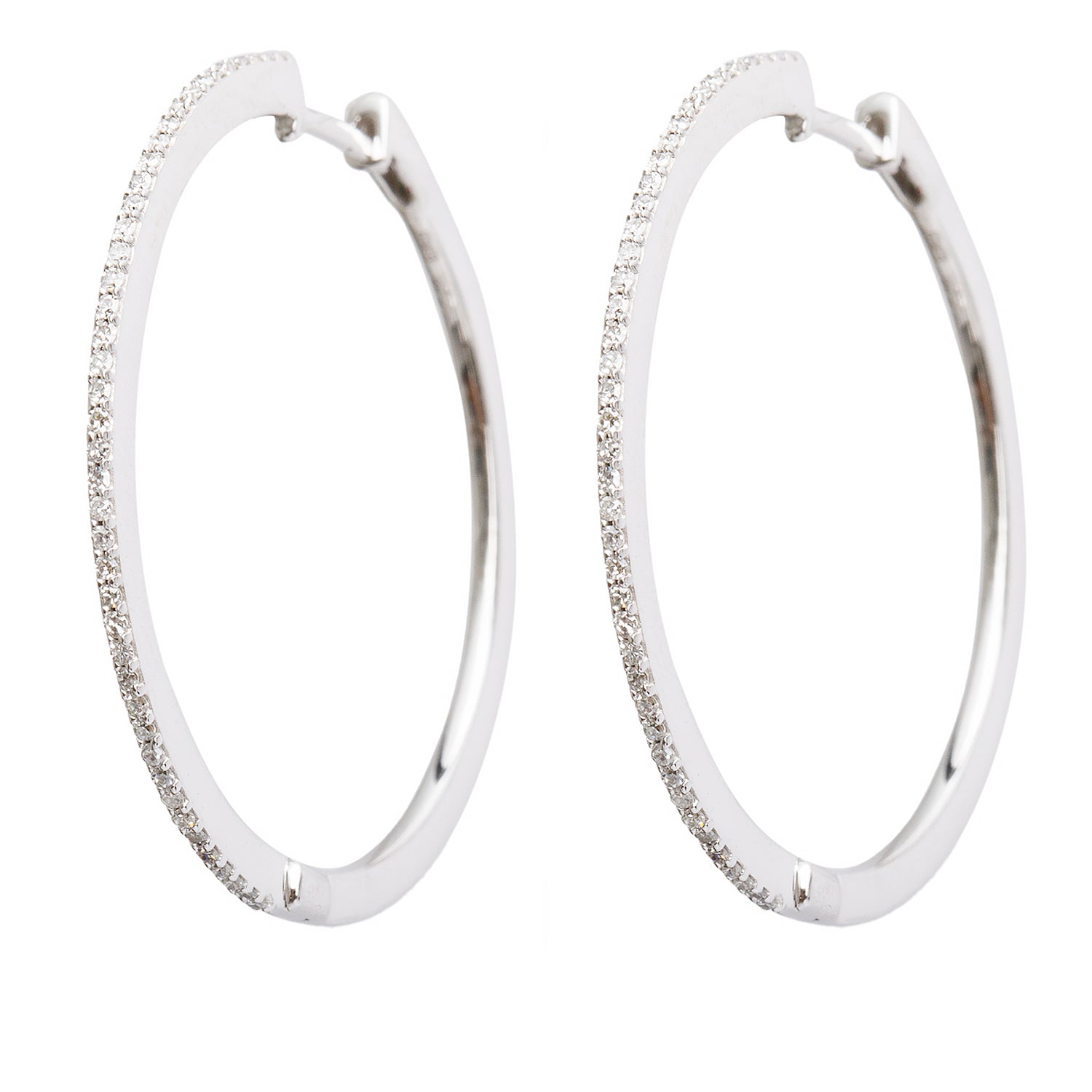 Effy 14k White Gold Diamond Hoop Earrings