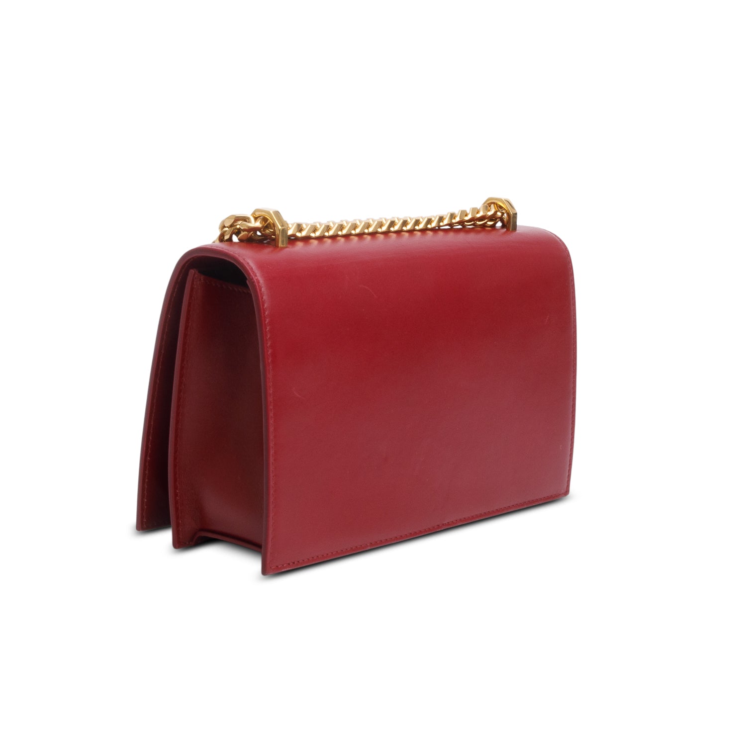 Alexander McQueen Red Calfskin Leather Crystal Smalll Jewelled Knuckle Shoulder Bag