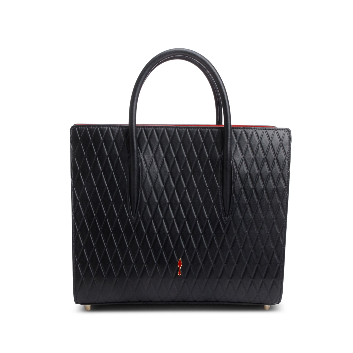 Christian Louboutin Black Grained Calfskin Spikes Loubinthesky Medium Paloma w/ Strap