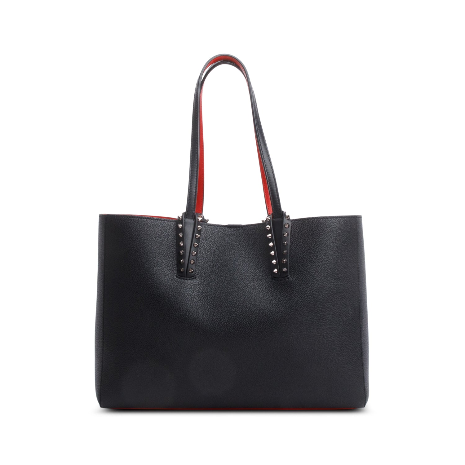 Christian Louboutin Black Calfskin Leather Spike Cabata Tote Bag w/ Pouch