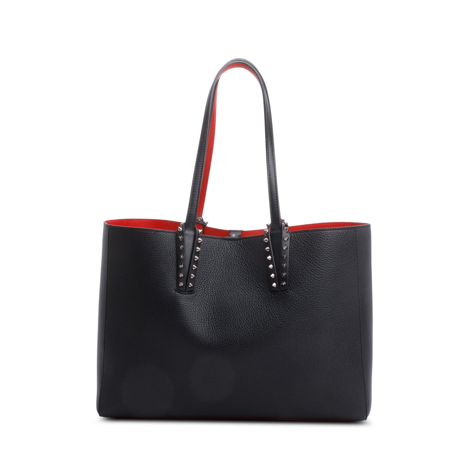 Christian Louboutin Black Calfskin Leather Spike Cabata Tote Bag w/ Pouch