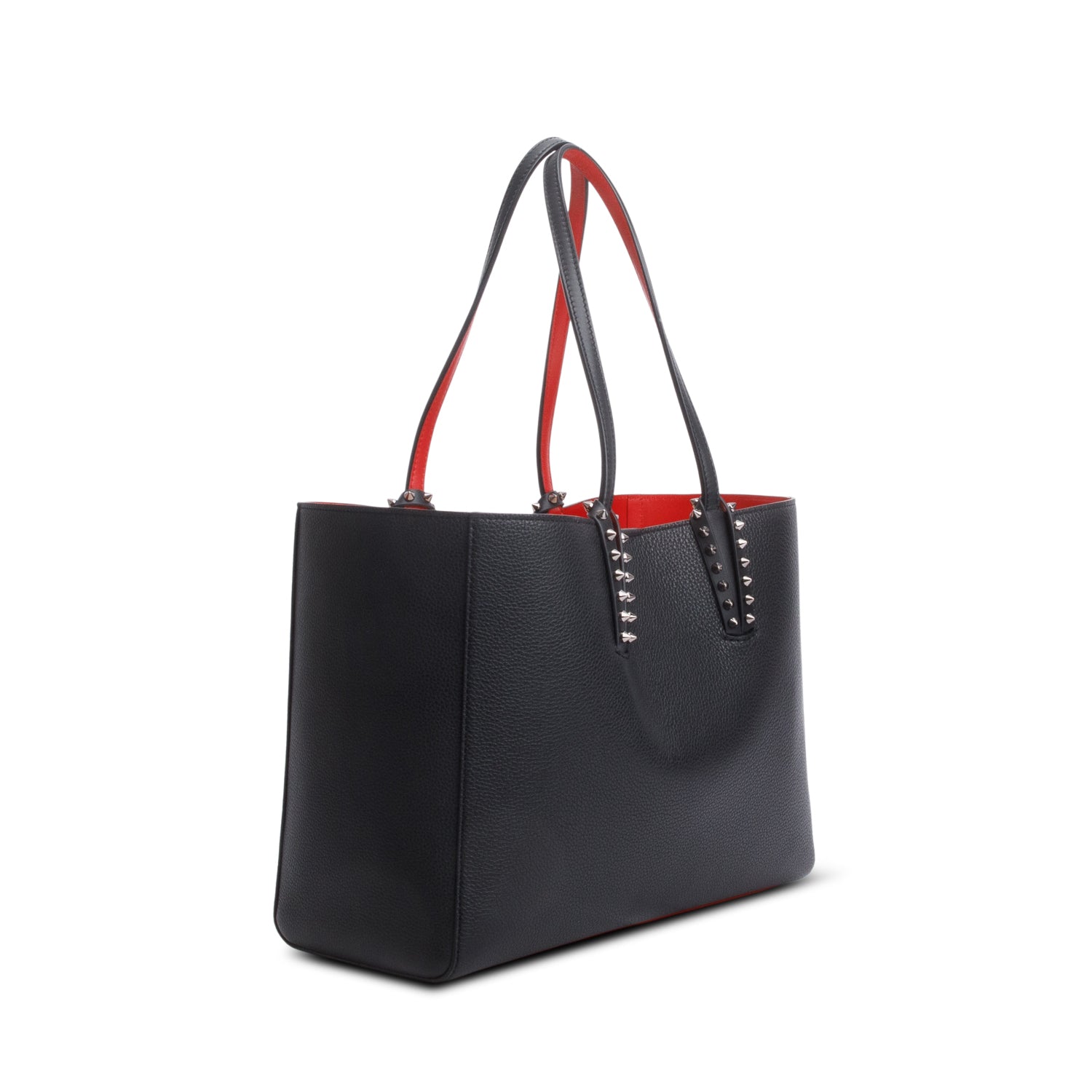 Christian Louboutin Black Calfskin Leather Spike Cabata Tote Bag w/ Pouch