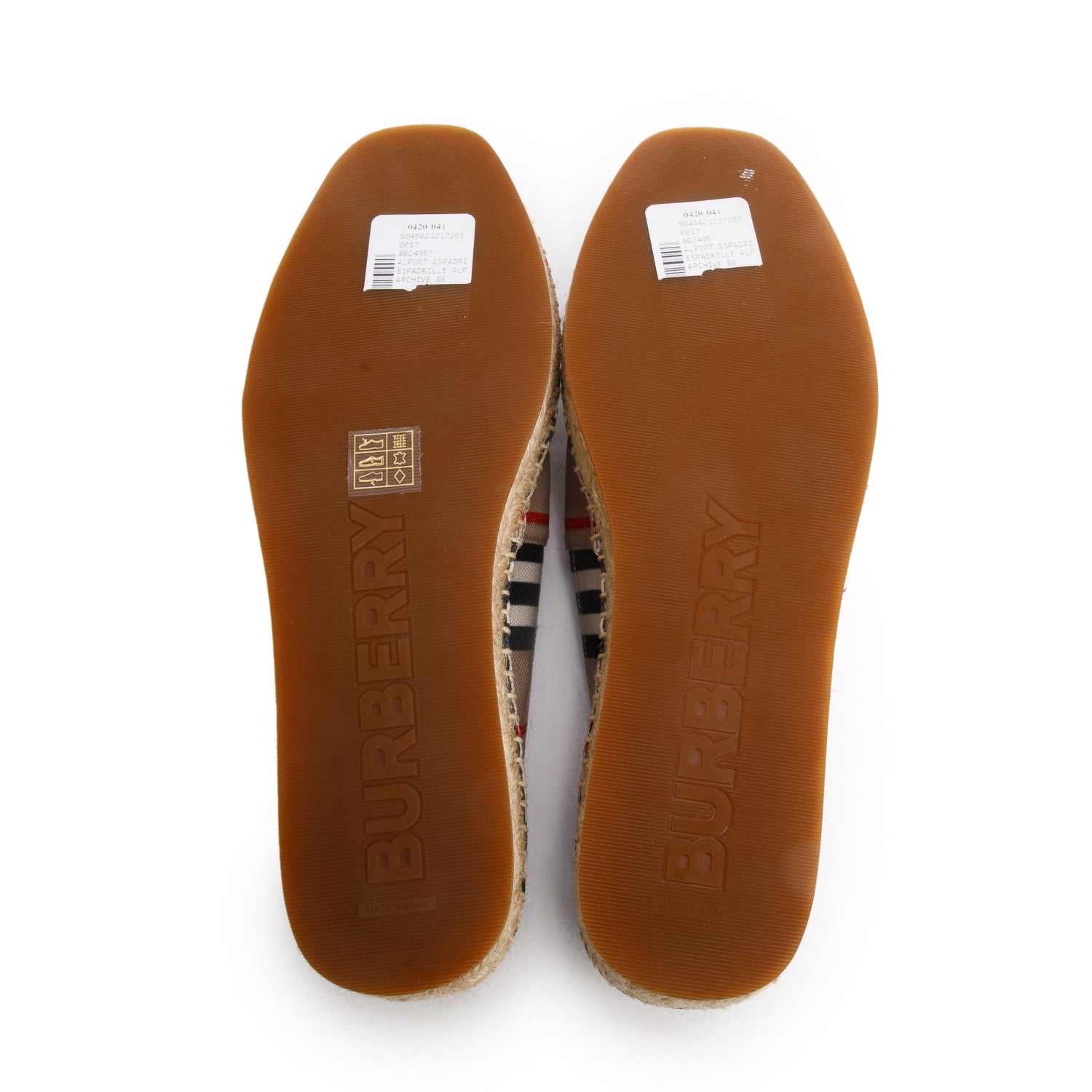 Burberry Beige Check Mews Espadrilles, Size 38 w/ Box