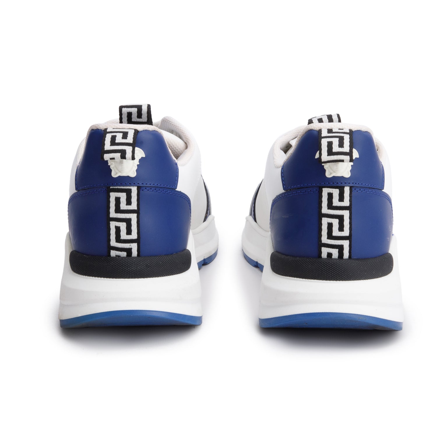 Versace White/Blue Leather Greca Sneakers, Size 42 w/ Box