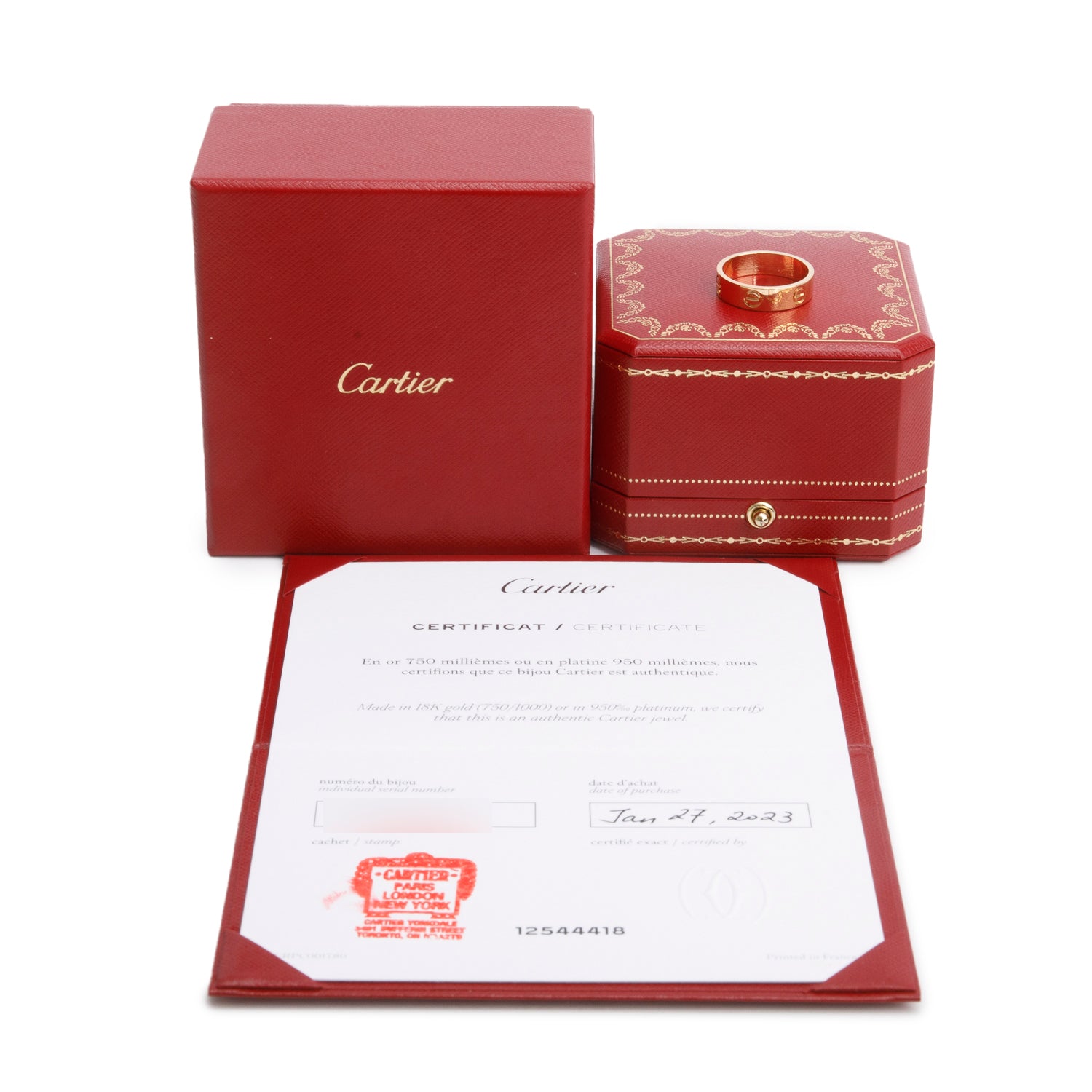 Cartier 2023 18k Yellow Gold 5.5 MM Love Ring, Size 60 9.25 w/ Box & Certificate