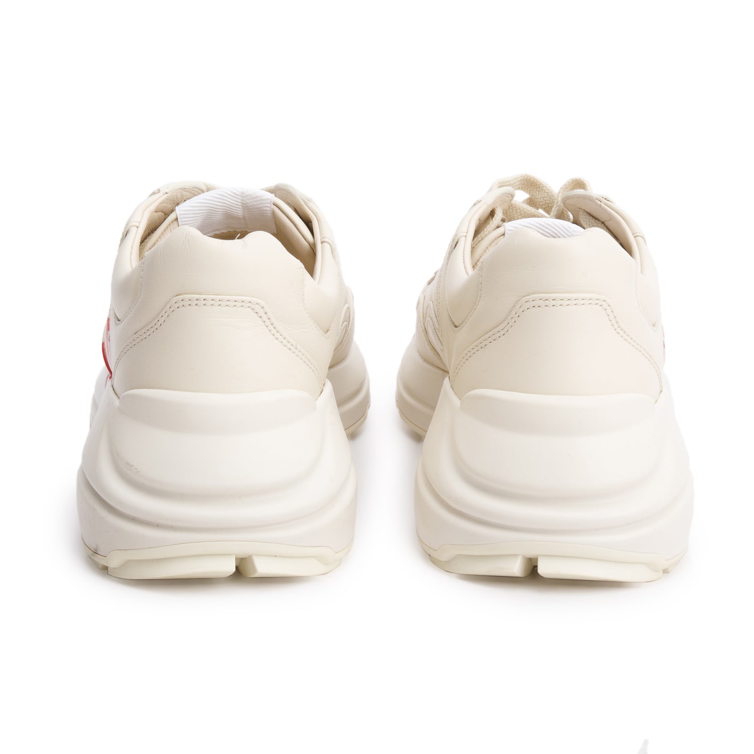 Gucci Beige Leather GG Apple Rhyton Sneakers, Size 37.5 w/ Box