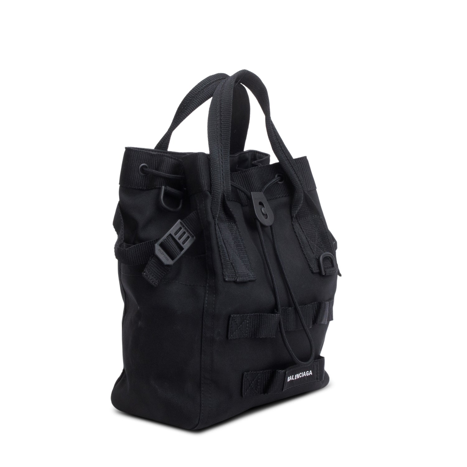 Balenciaga Black Canvas Logo Patch Tote Bag w/ Strap