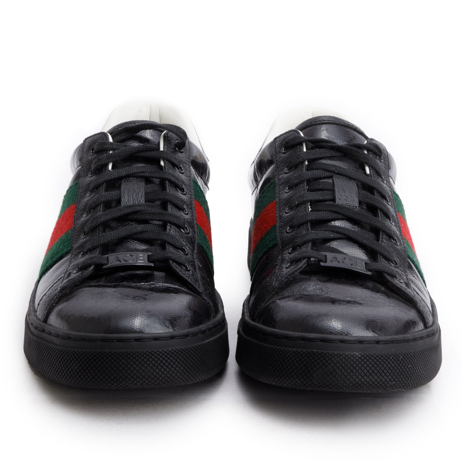 Gucci Black GG Crystal Supreme Monogram Ace Sneakers, Men's 6.5